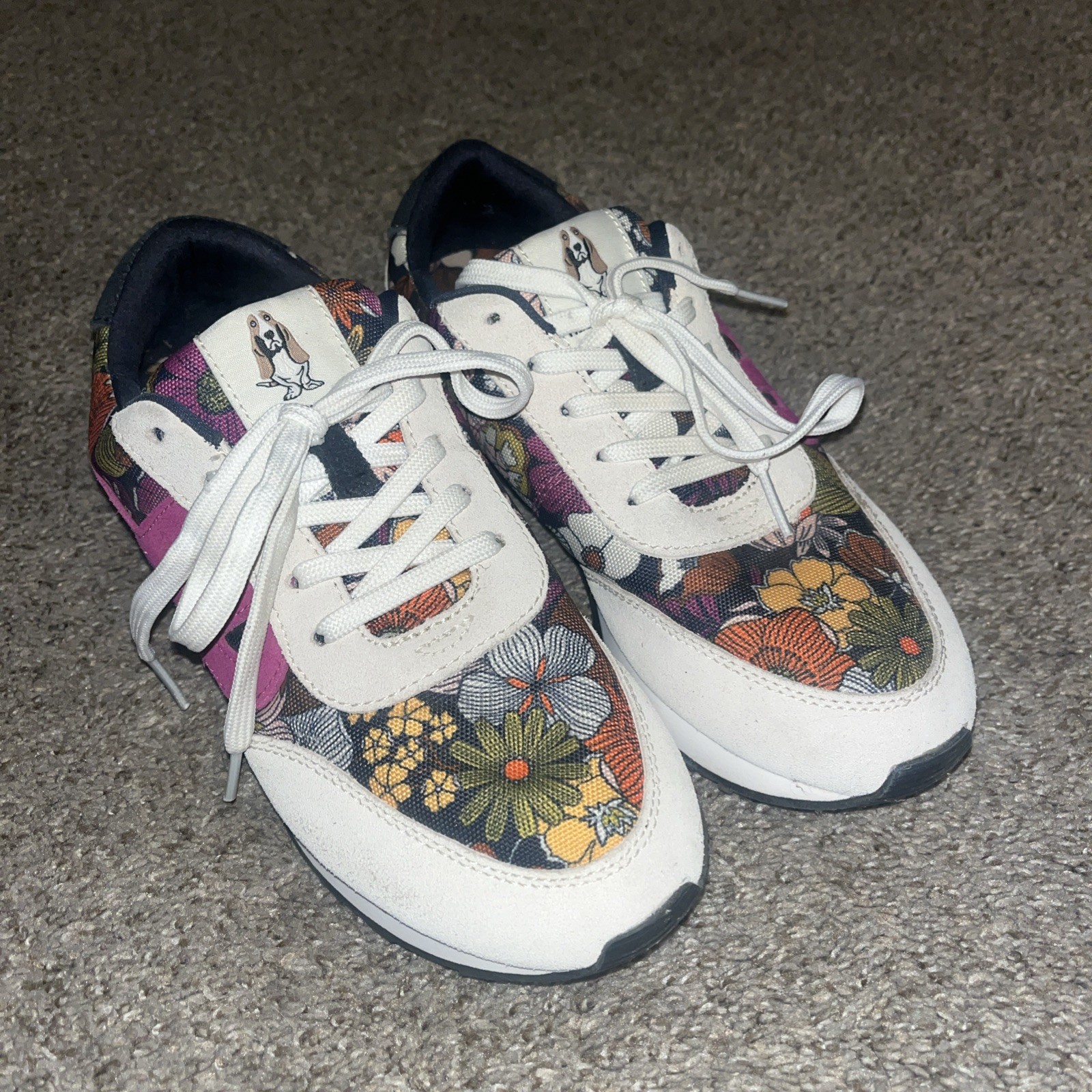 Hush Puppies Floral Sneakers Flowers Athletic Shoes Women’s Sz 9 Bounce Plus EUC