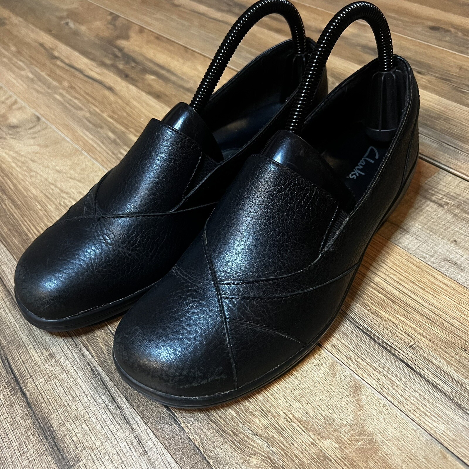 Clarks Womens 7.5 Smooth Leather Slip-on Loafer 84629 Career Comfort