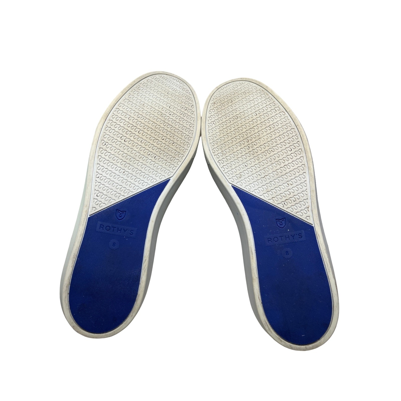 Rothy’s City Slip On Knit Sneakers Navy White Knit Washable Sustainable Size 8