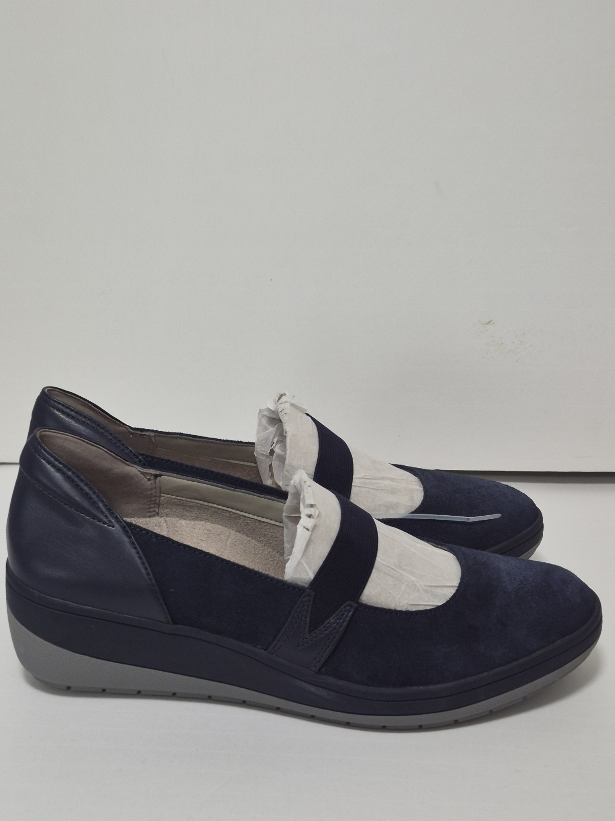 Vionic Juide Womens 10 Medium Blue Suede Orthotic Mary Jane Wedge Casual Shoe