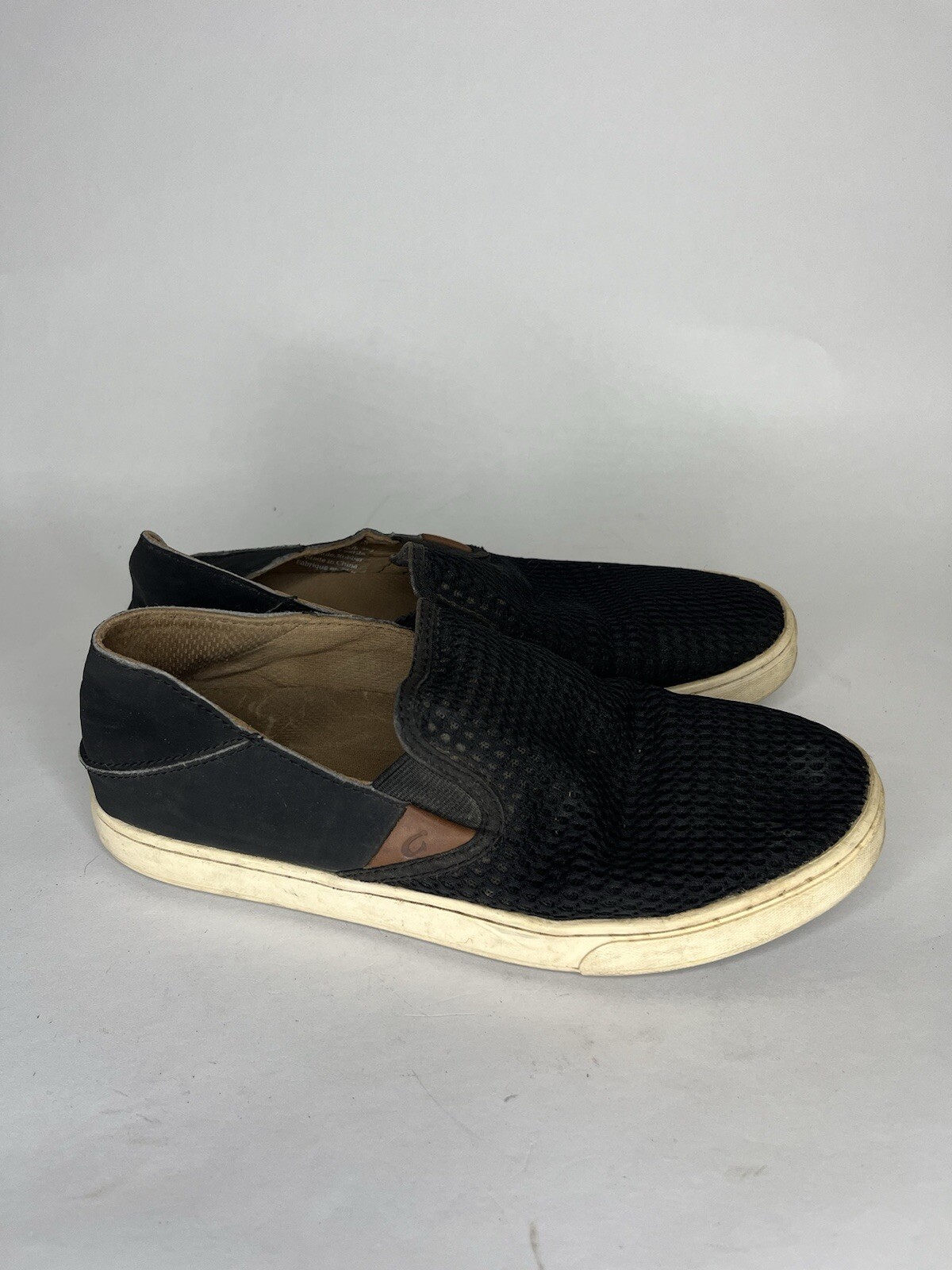 Olukai Black Mesh Synthetic Slip On Casual Shoes Women Sz 7.5M US/38EU