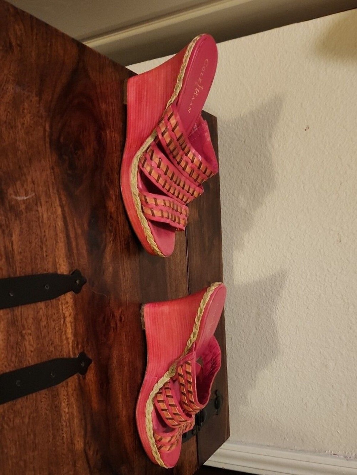 Cole Haan Pink Braided-Strap Slide Mules Sz 8 1/2 B