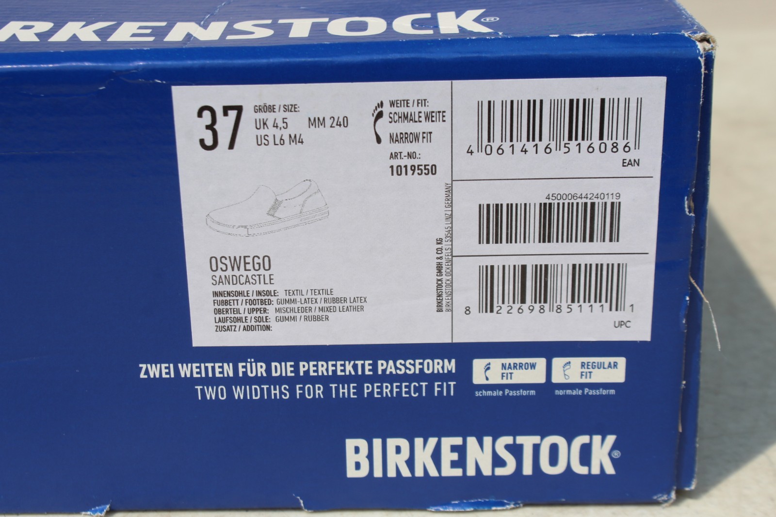 Birkenstock Oswego Color Sandcastle EU 37 US W7 M4 Narrow Fit NEW WITH BOX