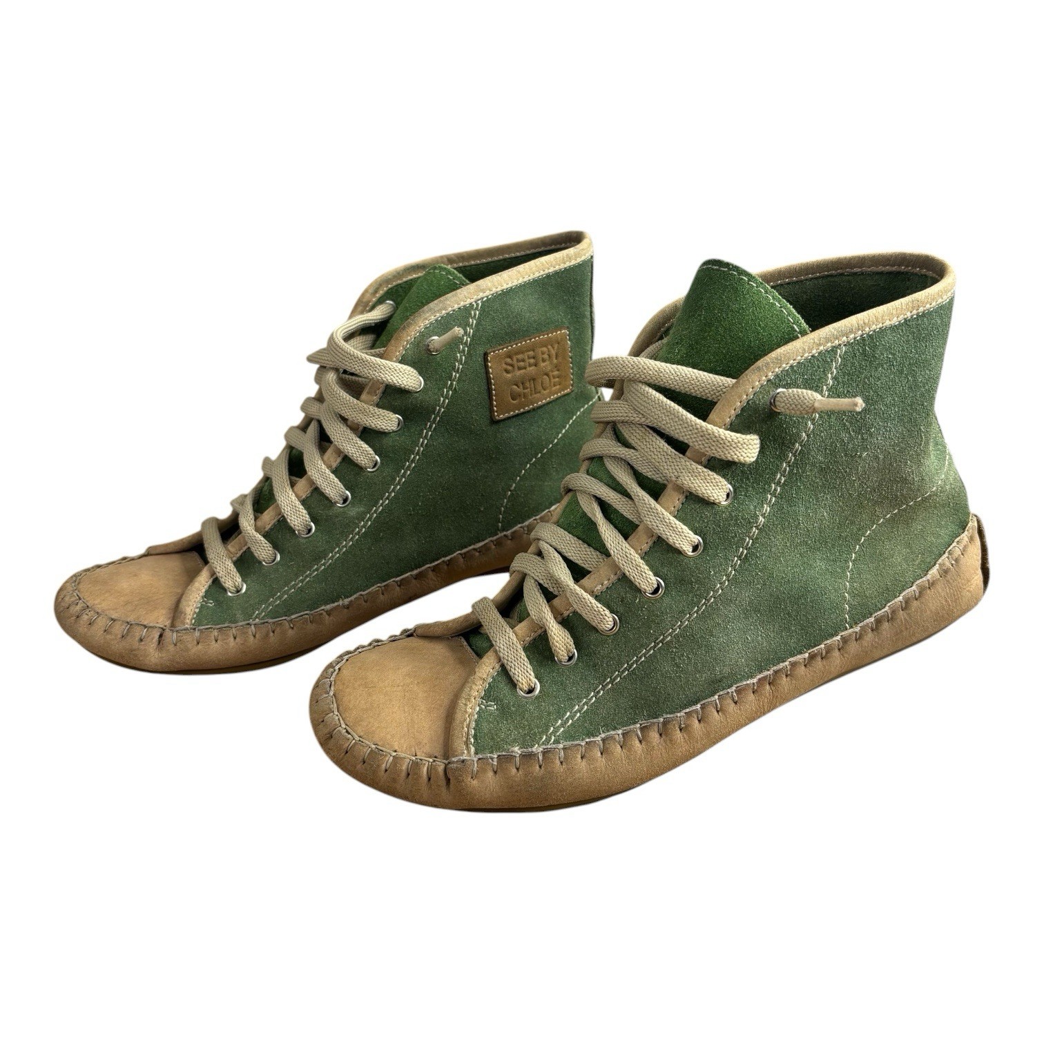 See by Chloe Green Suede High Top Sneakers Women’s Size 38 US 7.5