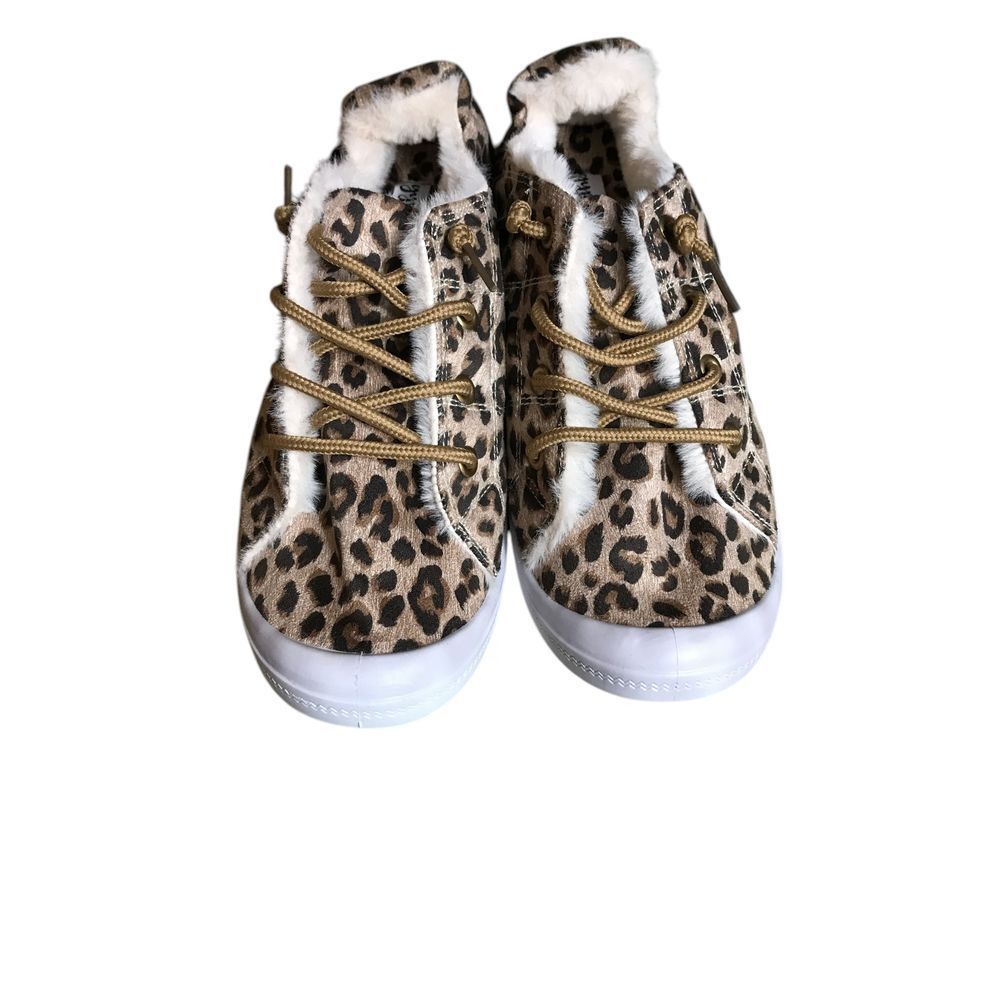 Gypsy Jazz Brown Black Leopard Pattern Faux Fur Inside Slip on Sneakers