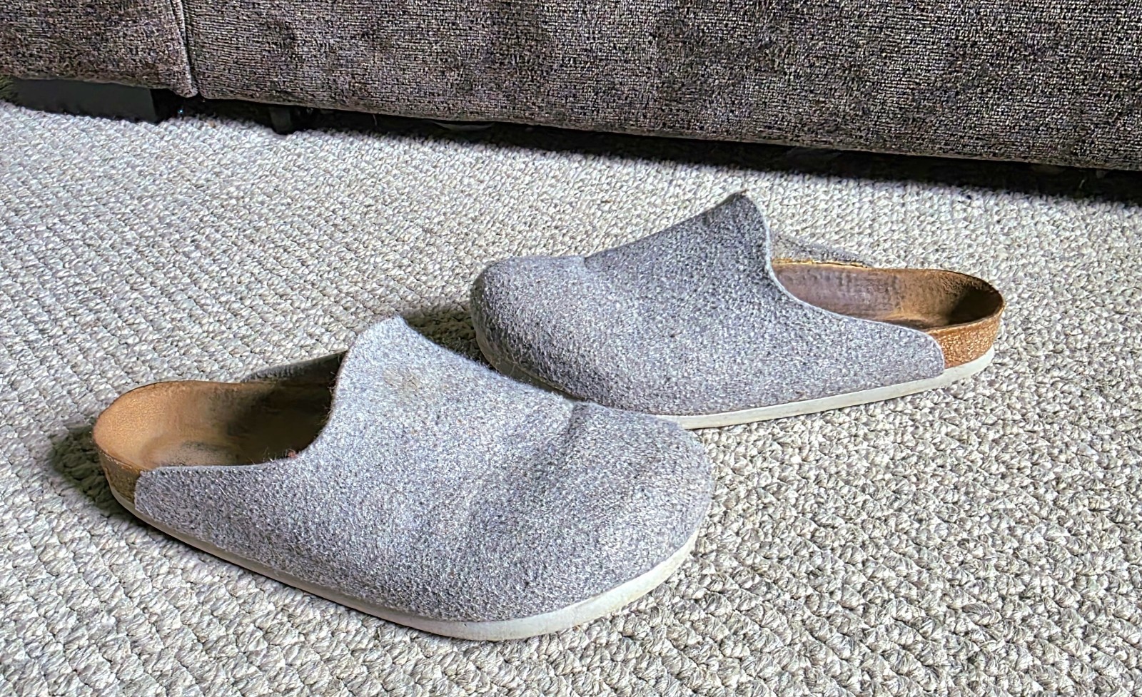 Birkenstock Amsterdam Light Gray Wool Felt Clogs Slides Boston Size 39 Regular