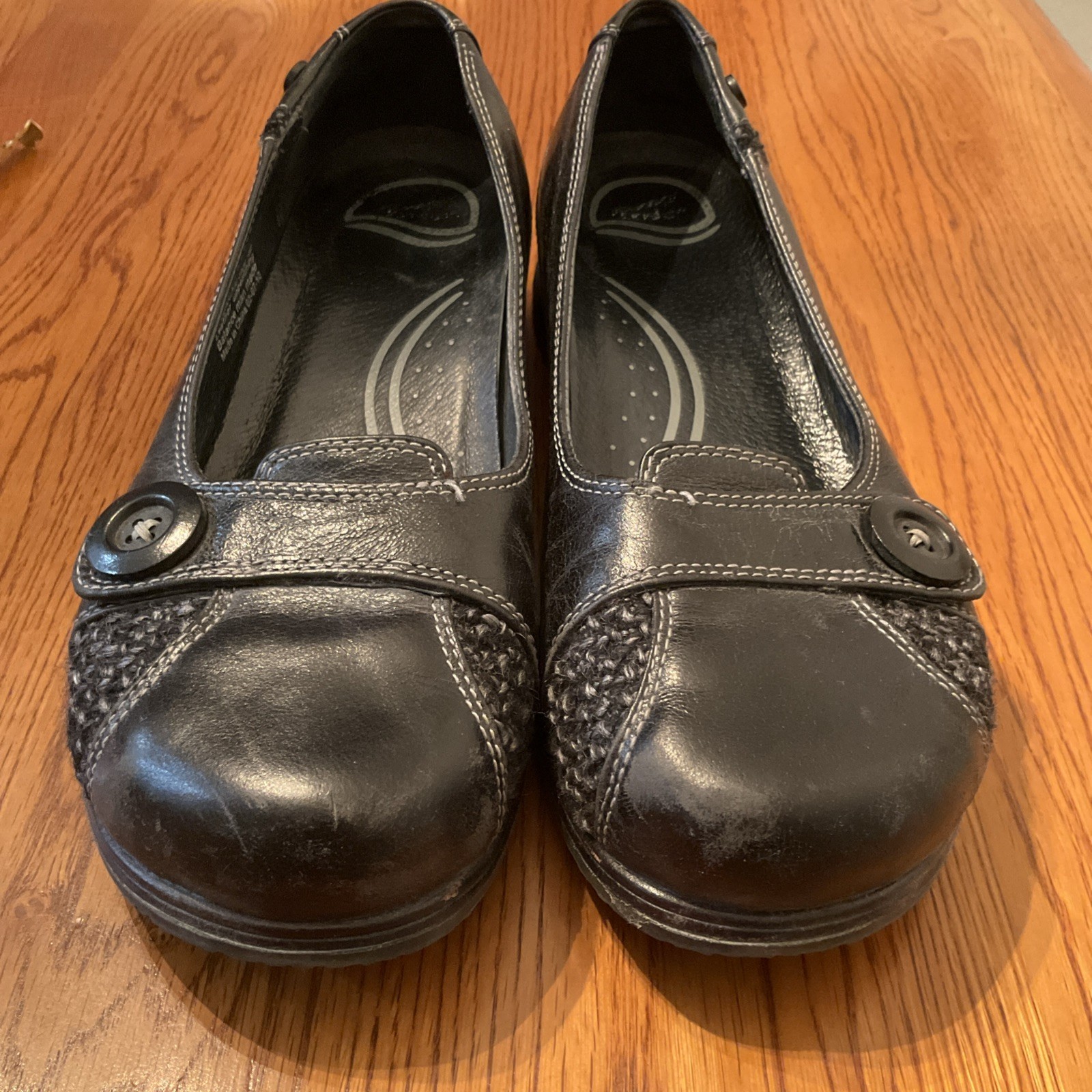 DANSKO Black Pam Button Slip On Comfort Leather Casual Shoes Womens Size 40