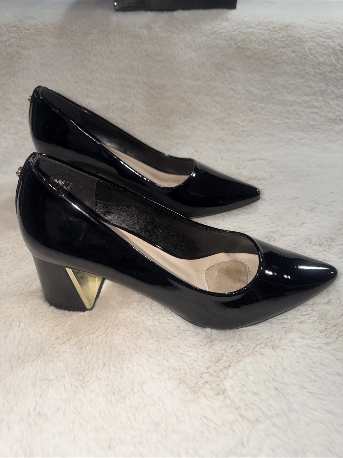 Jones New York Canal Pointed Toe Block Heel Dress Pumps Black Patent 6M NWB
