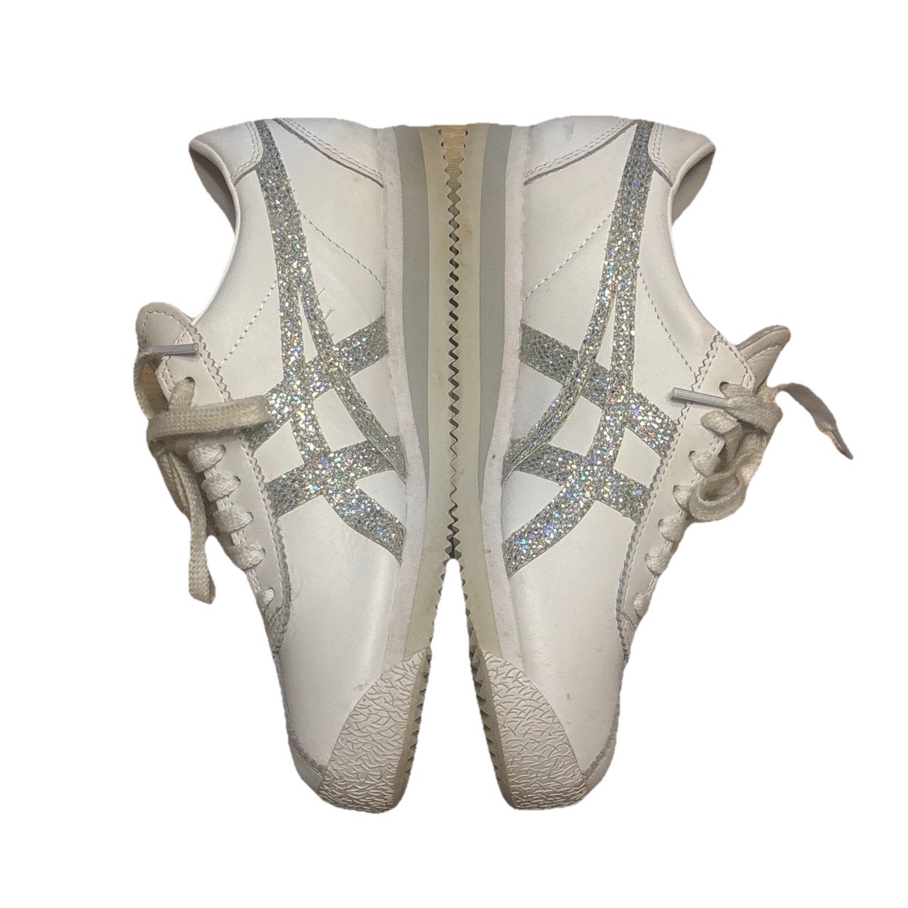 Onitsuka Tiger Mexico 66 White Leather Glitter Accent Sneakers Sz 6.5