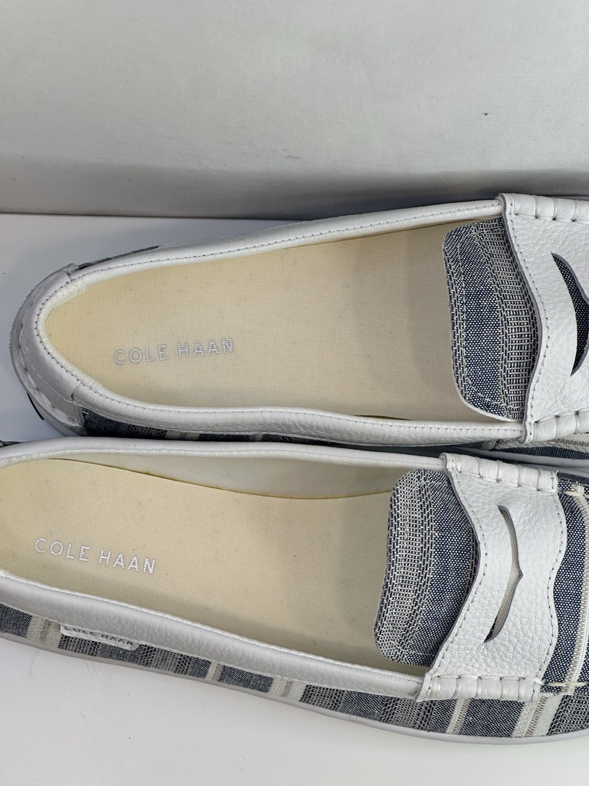 Cole Haan Blue White Striped Slip On Loafers Womens 10B Nantucket Coastal NWOB