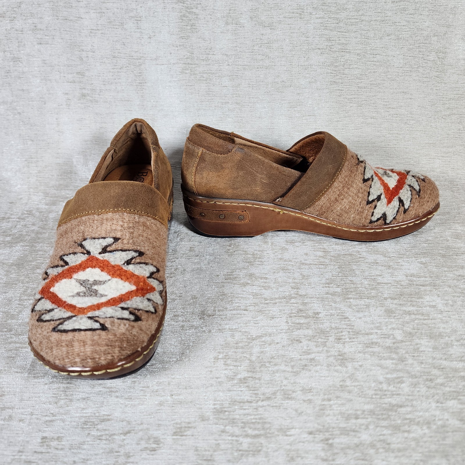 Born Leather Wool Clogs Size 7 EU 38 Made in Mexico Aztec Southwest Mules Slides