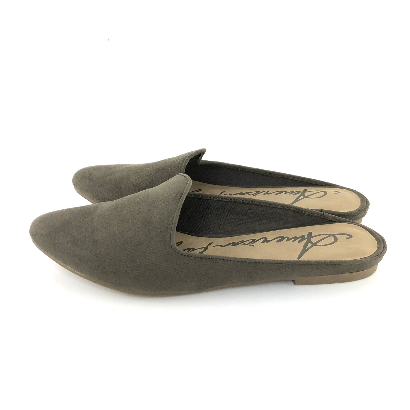 American Rag Womens Size 7.5M Ninna Fabric Pointed Toe Mules Olive