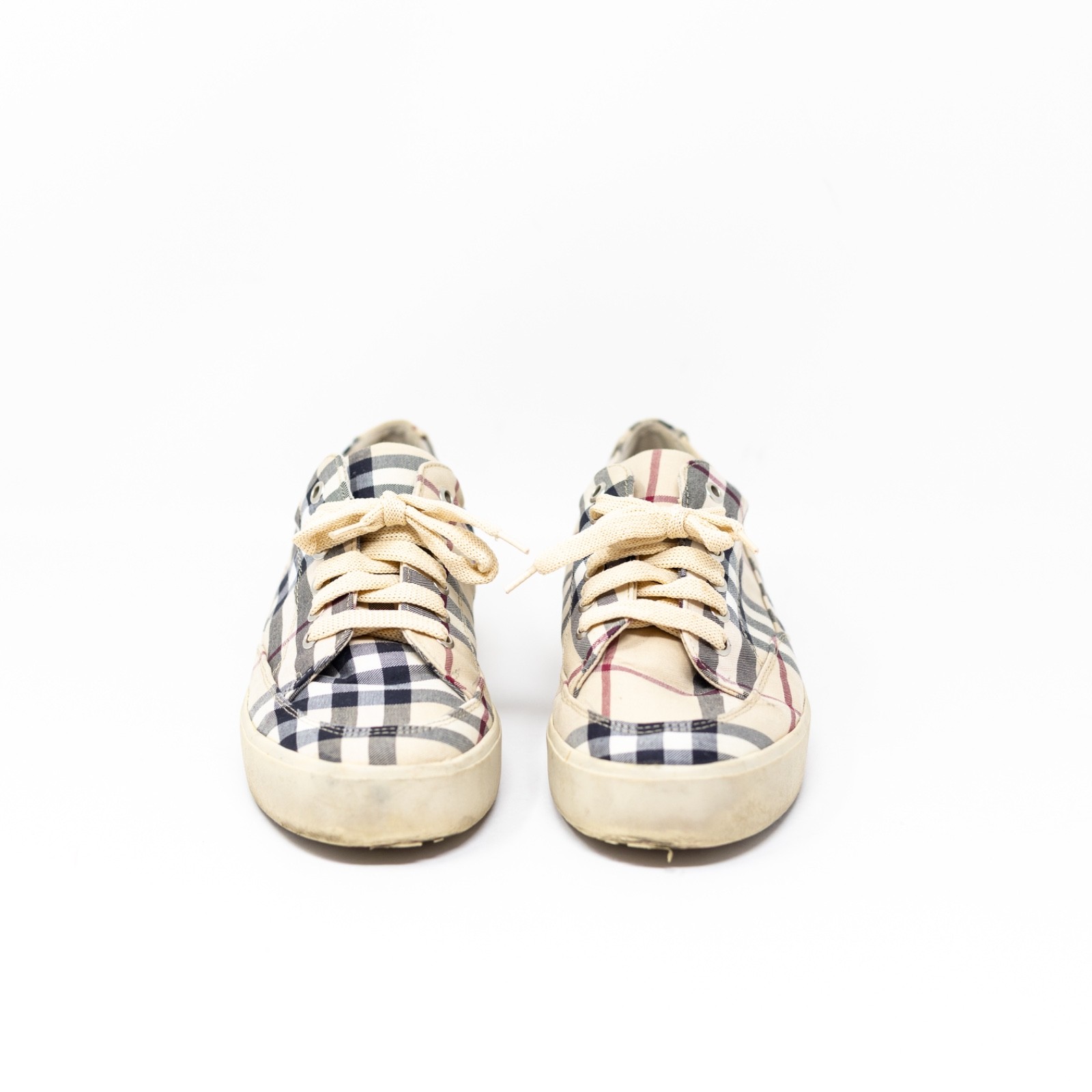 Burberry Women’s Nova Check Print Pattern Canvas Low Top Lace Up Sneakers Shoes