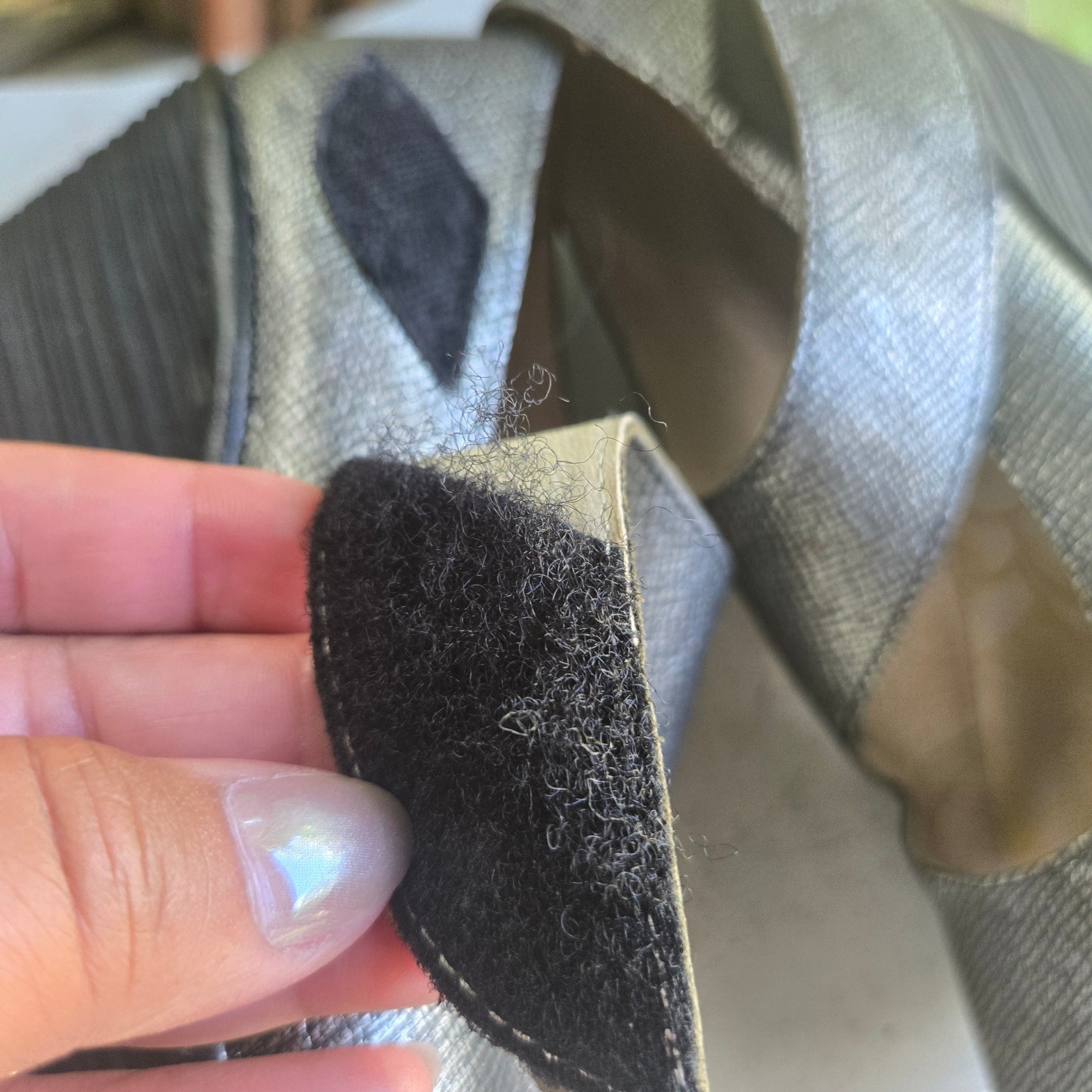 Fly London Pewter Silver Lato Wedge Size Eu 37 Us 6