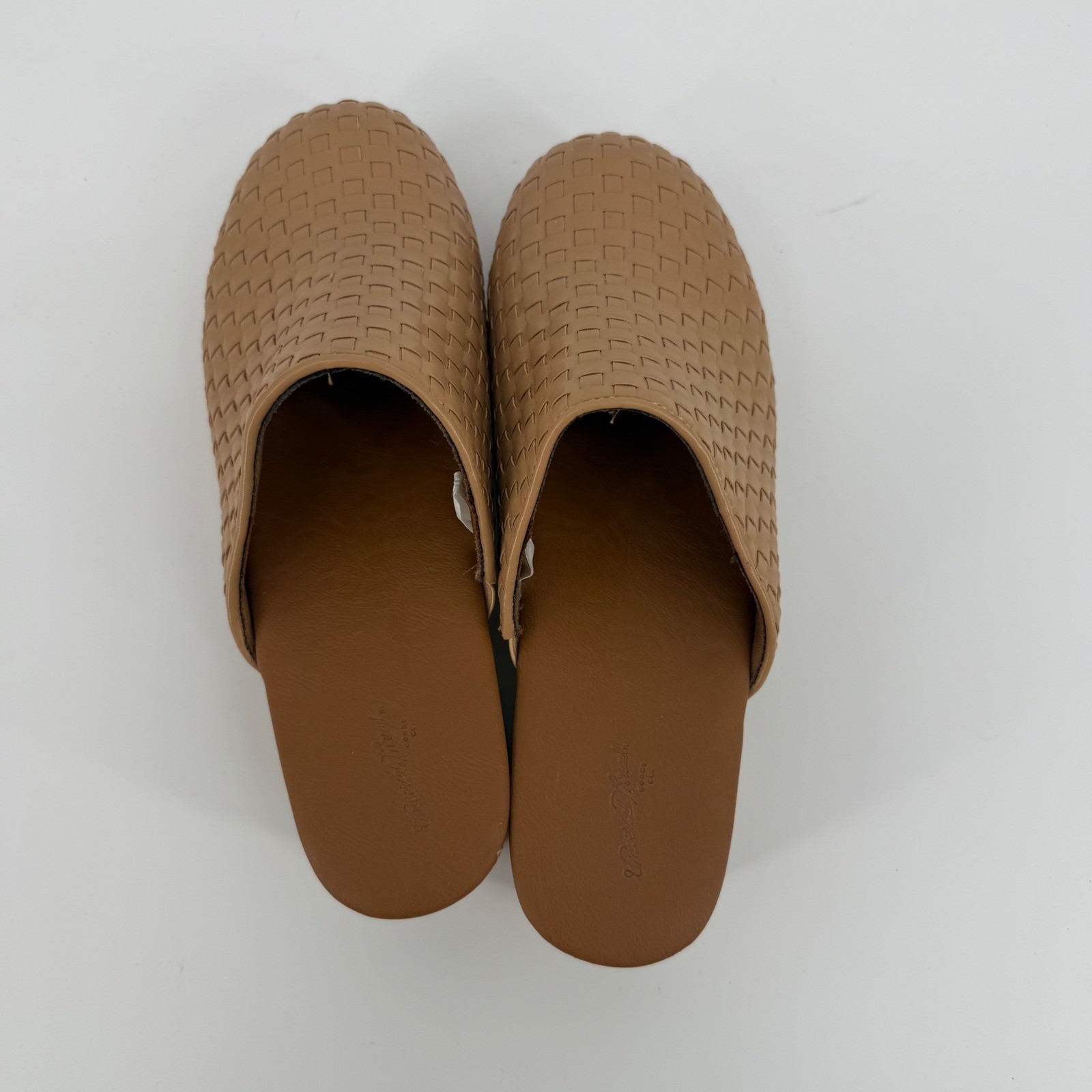 Universal Thread Clogs Womens 10 Tan Excellent Woven Platform Mules Slip On