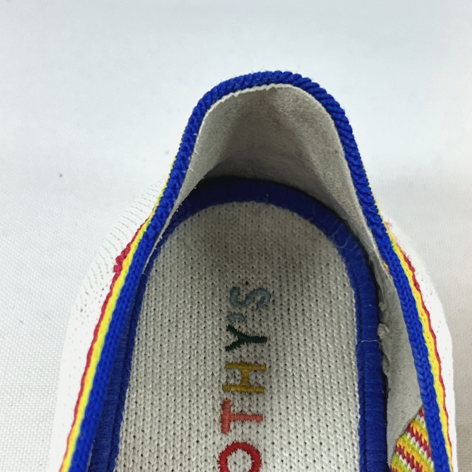 Rothy’s The Original Slip-On Sneakers Women’s Size 6.5 LE White Rainbow Pride