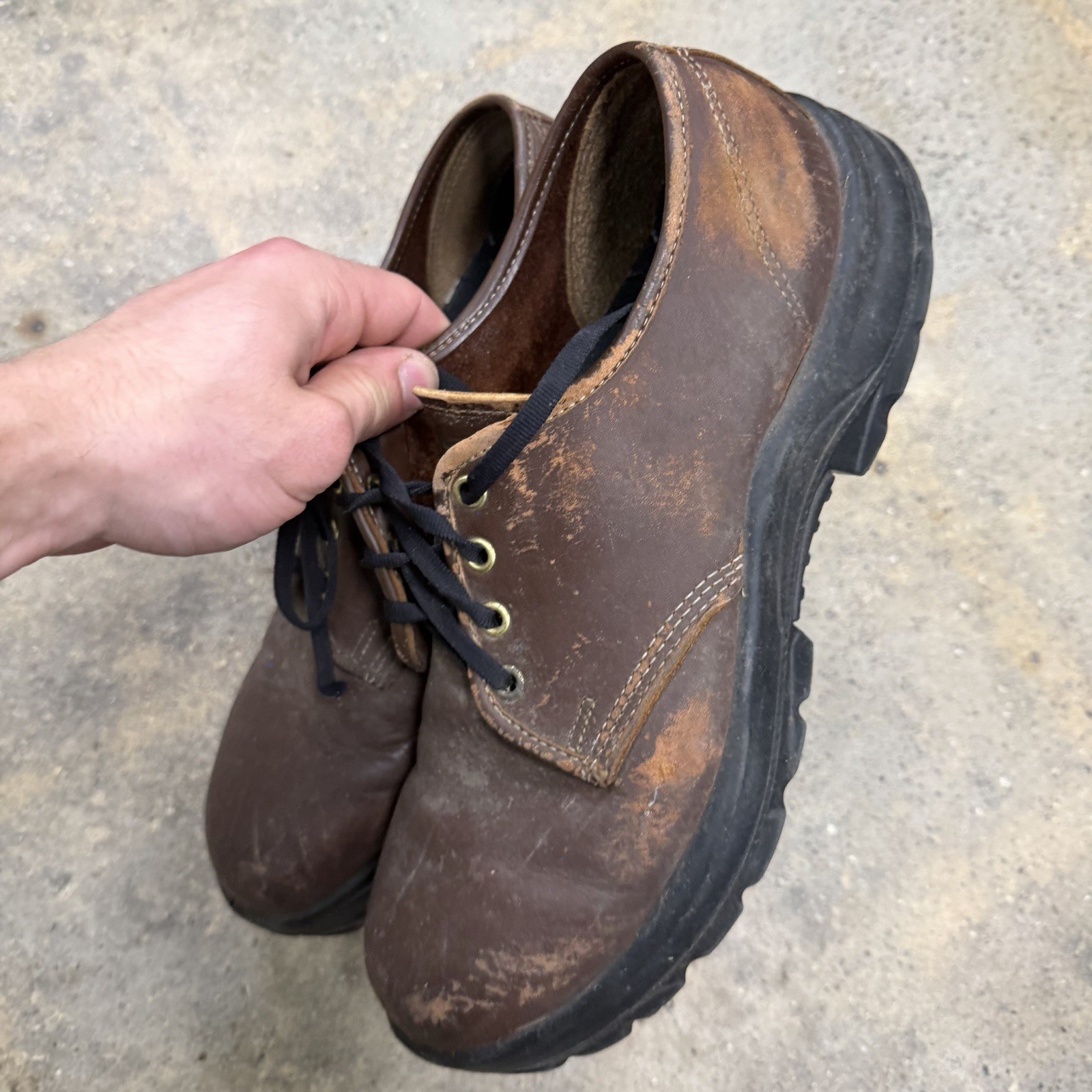 Thorogood Oxford Work Shoes Womens 10 EE Wide Brown Leather Uniform *DISTRESSED*