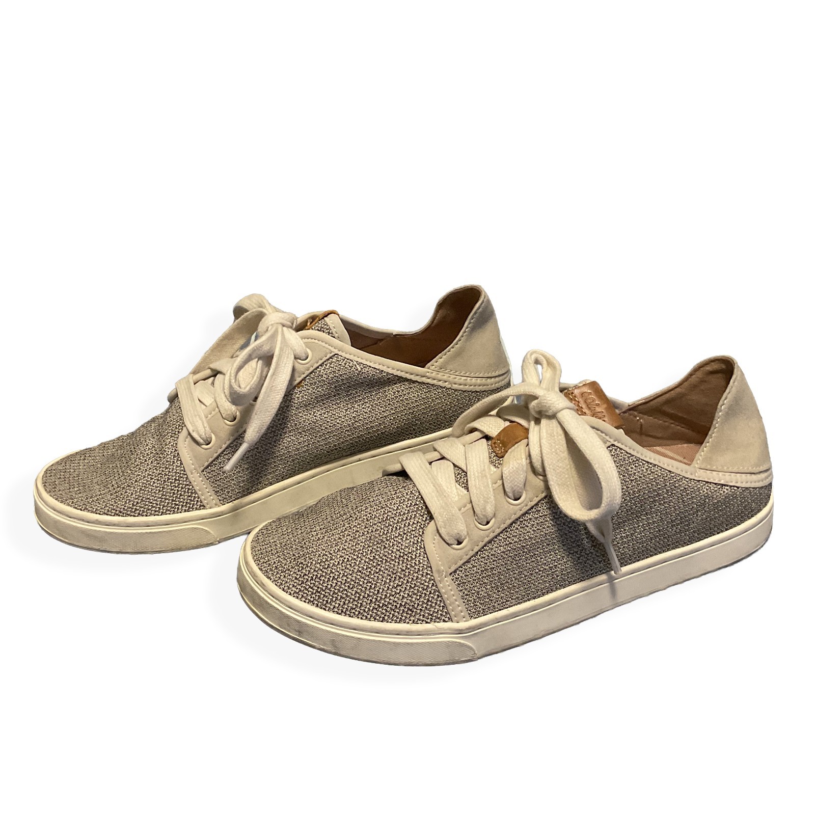 OluKai Pehuea Li Womens 8 Gray Tapa Mesh Lace Up Sneakers 20379-2020