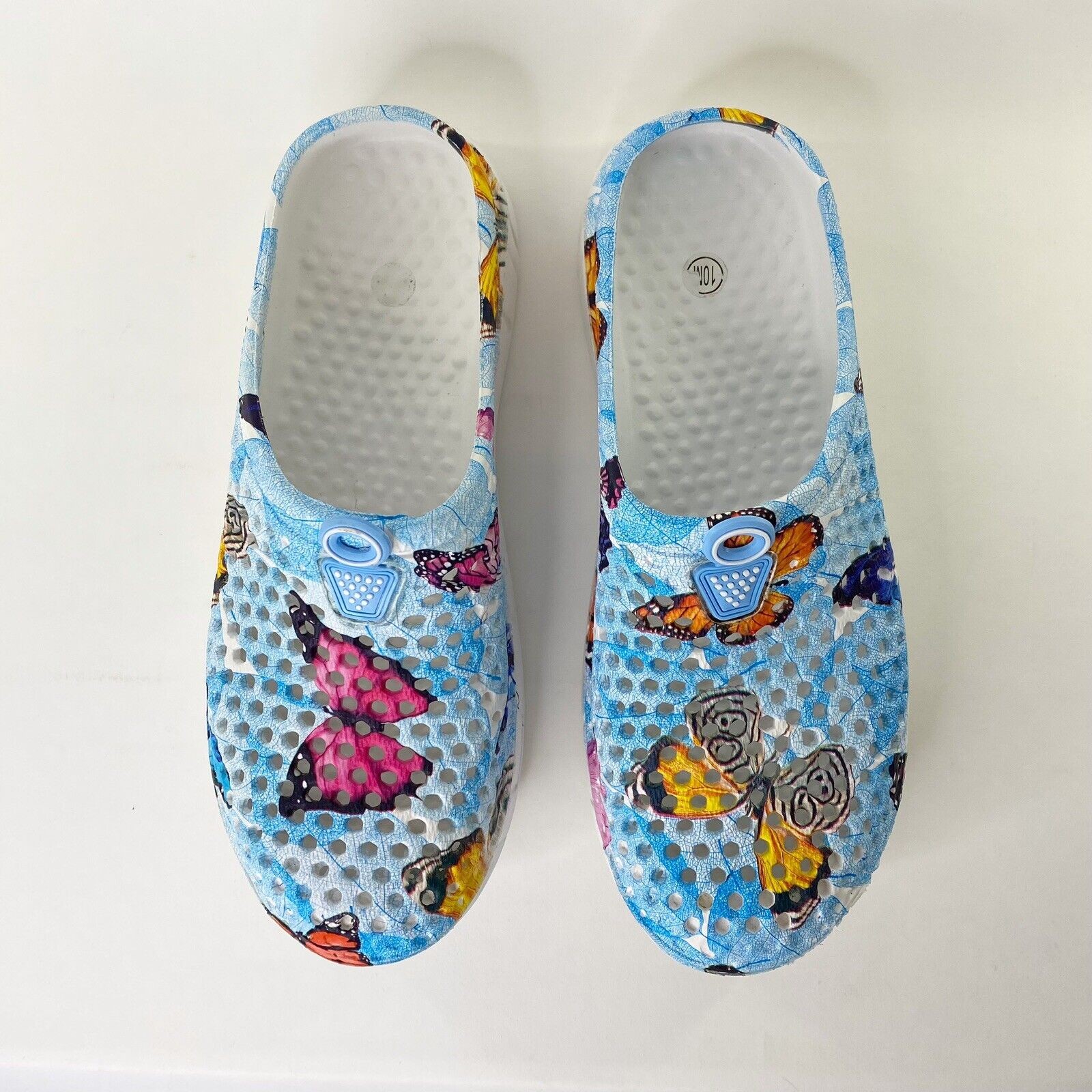 Butterfly Shoes Womens Size 10 Foam Man Made Waterproof Unbranded White/Blue