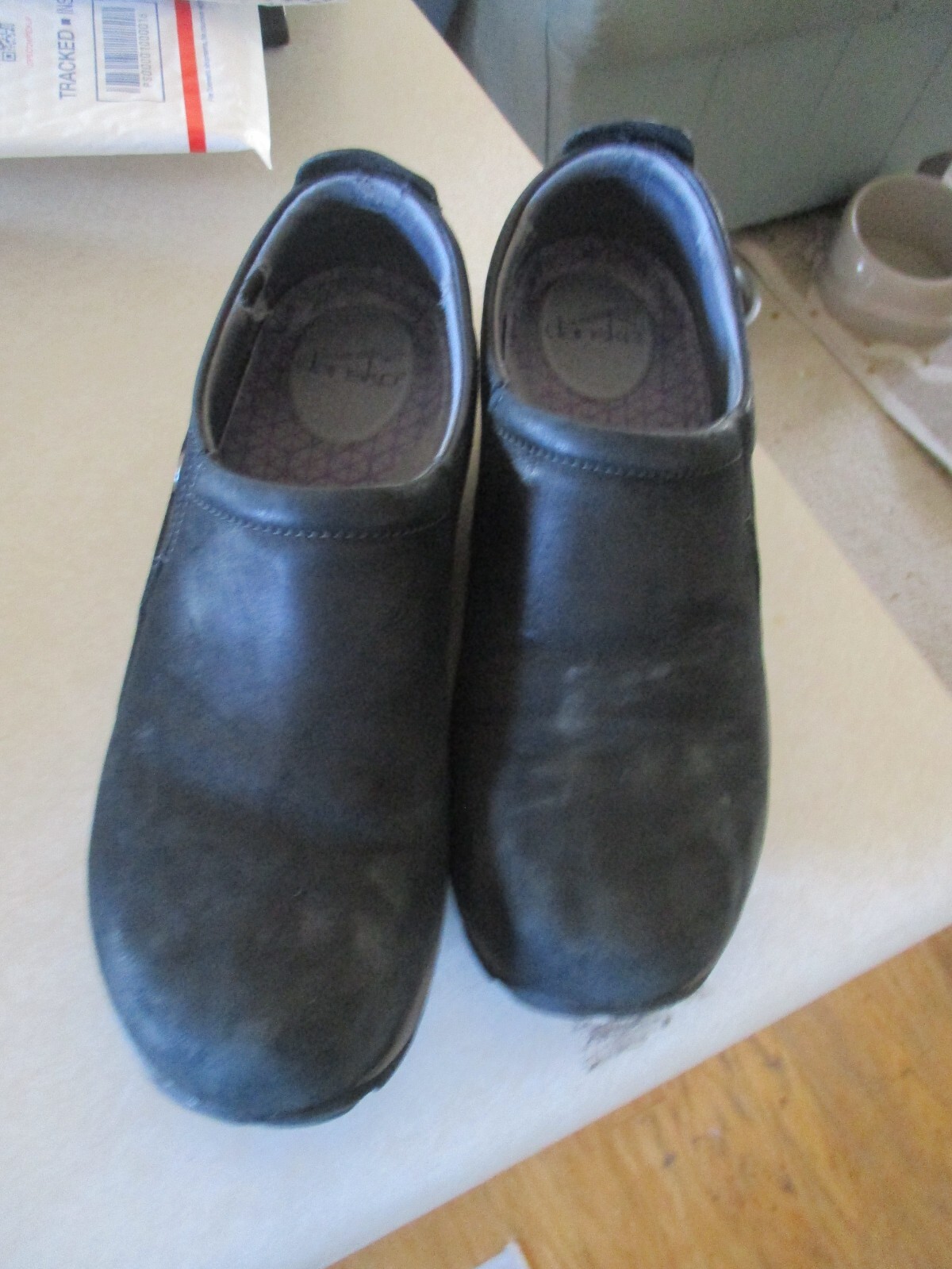 Dansko Patti Womens Comfort Shoes Sz 41 Gray Black Milled Nubuck Slip On Vibram