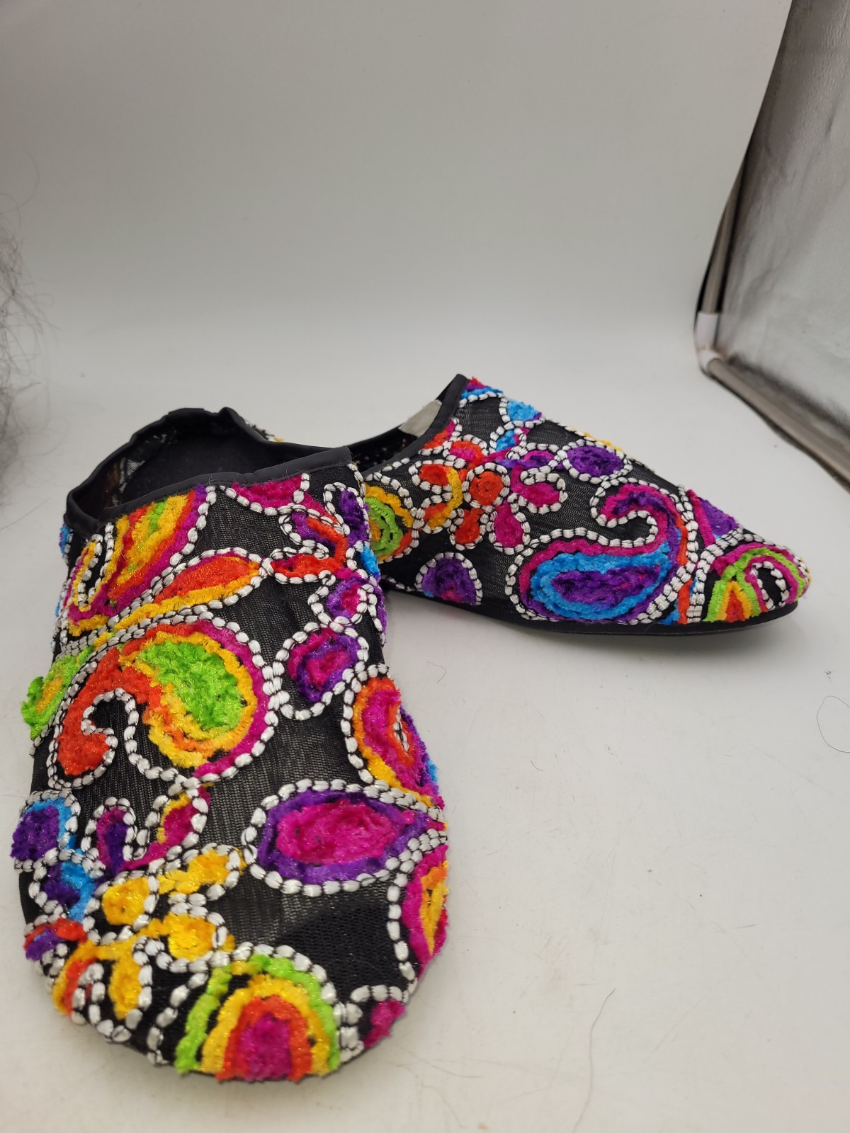 Boho Embroidered Floral Platform Slip On Shoes EU 42 US Women 11-11.5