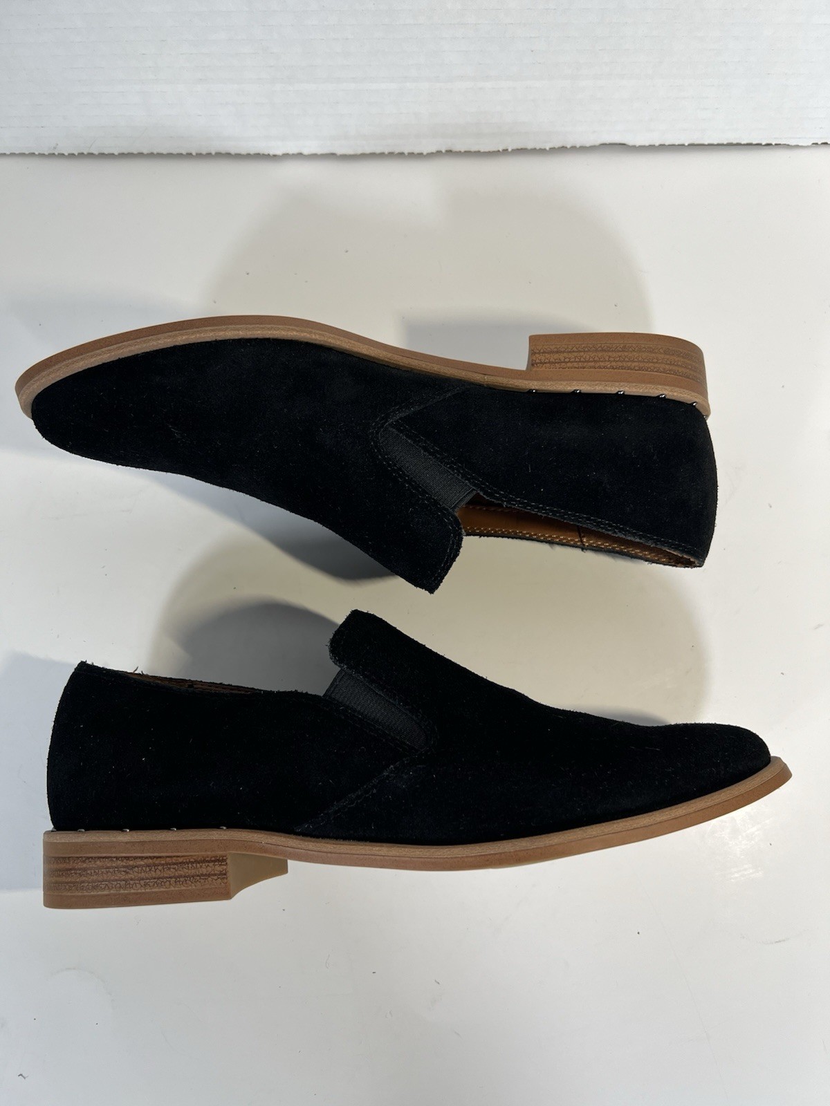 Franco Sarto JED Black Suede Slip On Loafers Almond Toe Women’s Size 7M Comfort