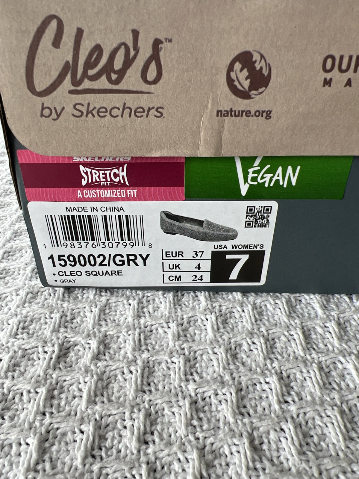 Skechers Cleo Square Toe Recycled Vegan Rhinestone Loafers Size 7 / 159002/Gray