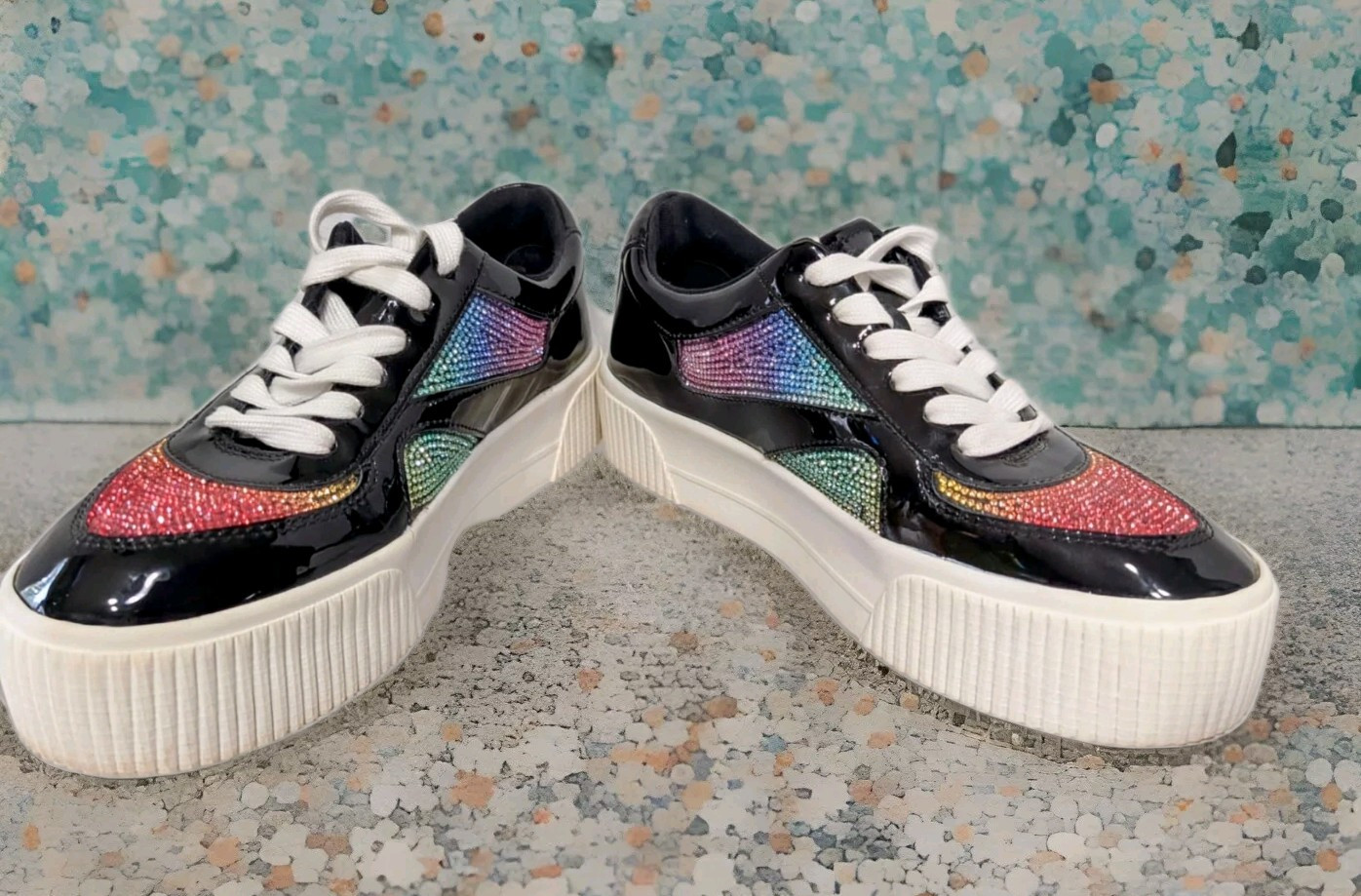 WOMENS PLATAFORM SNEAKERS. MIX No. 6 BRAND. MULTICOLOR STONES. 6.5 M US – 37 EU