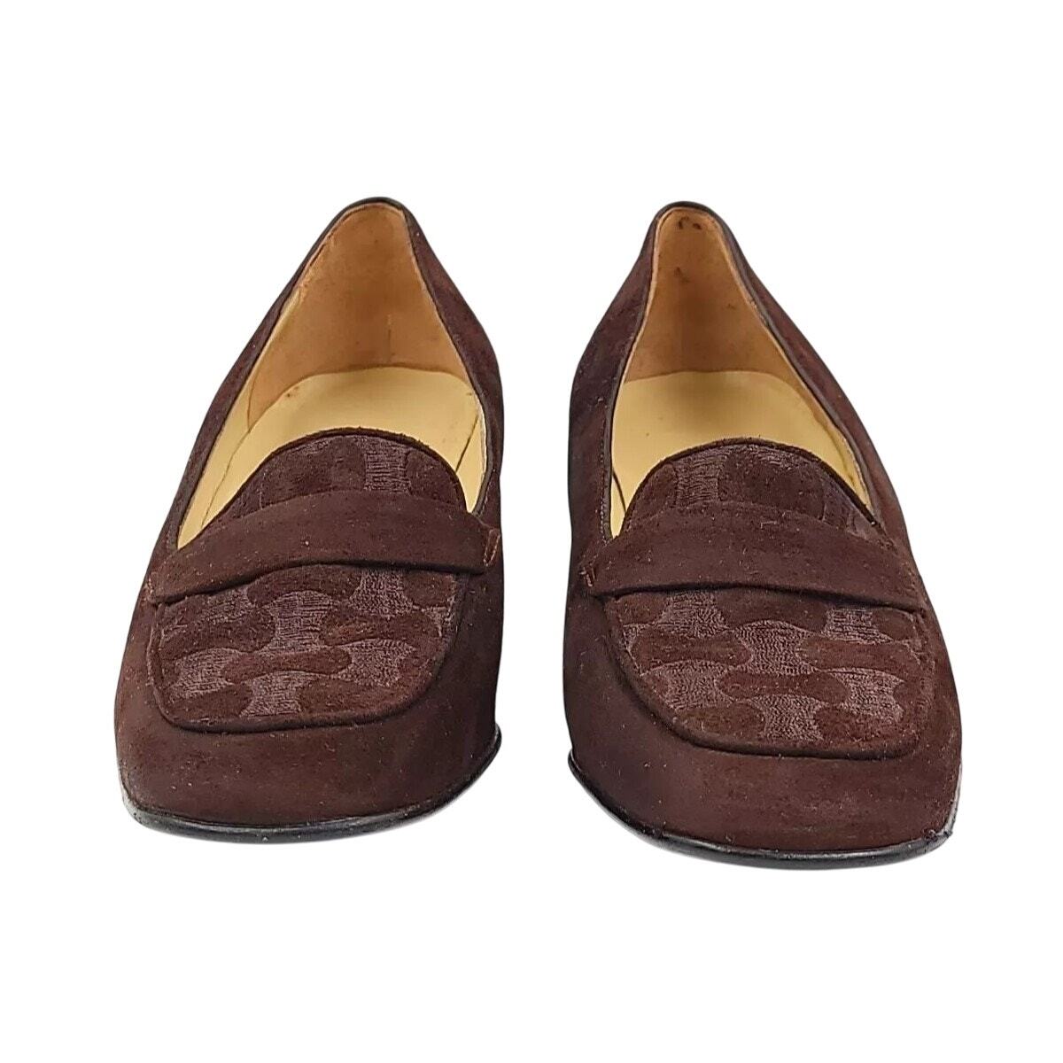 Bally Women Talens-U Block Heel Slip On Penny Loafers Size US 5.5M Brown Suede