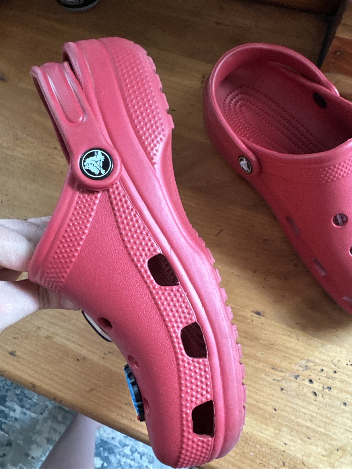 Red Crocs Size M5 W7 With Dr. Seuss Crocs Pins