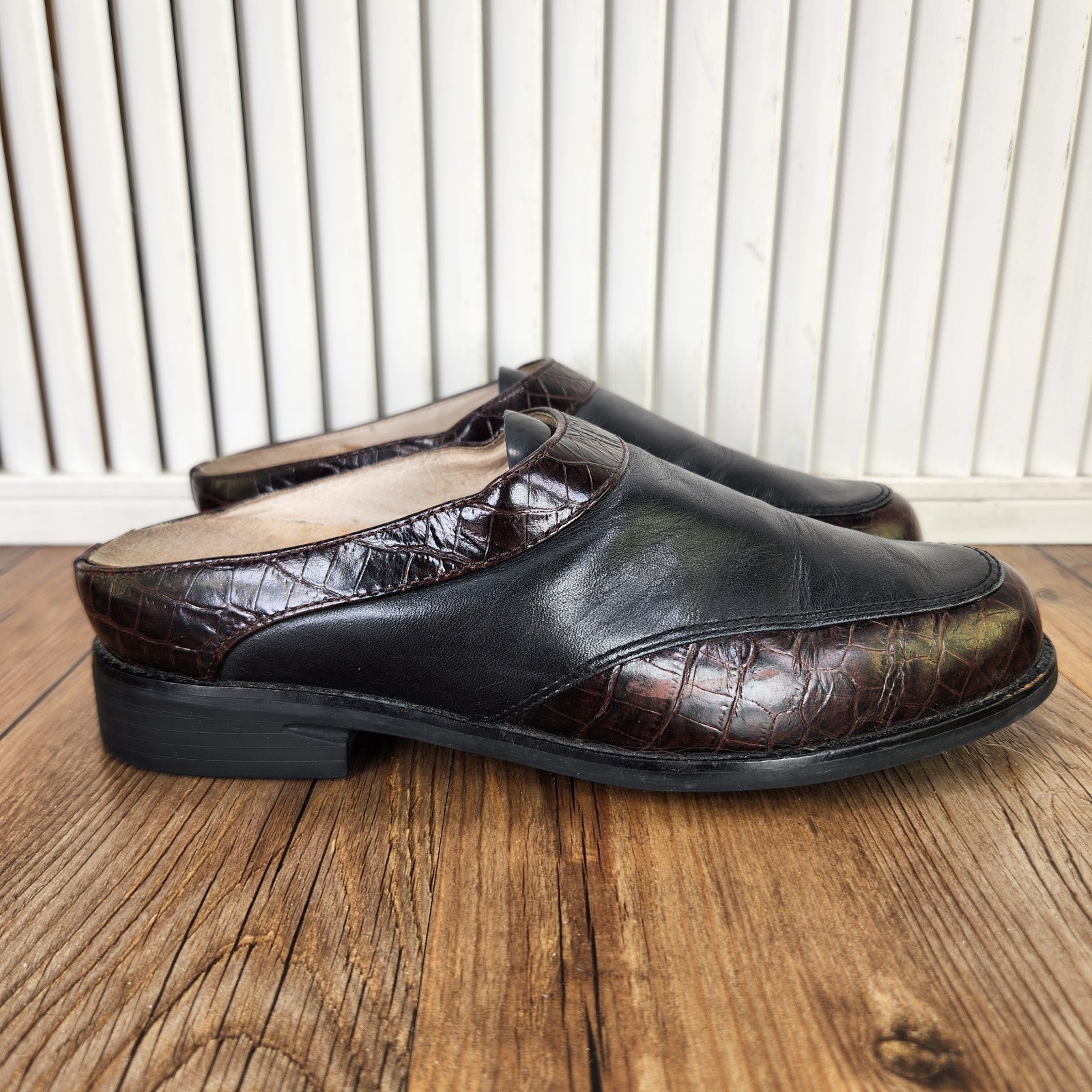 Ariat Western Mules Womens Size 6.5 B Black Brown Croc Print Slip On Shoes 94302