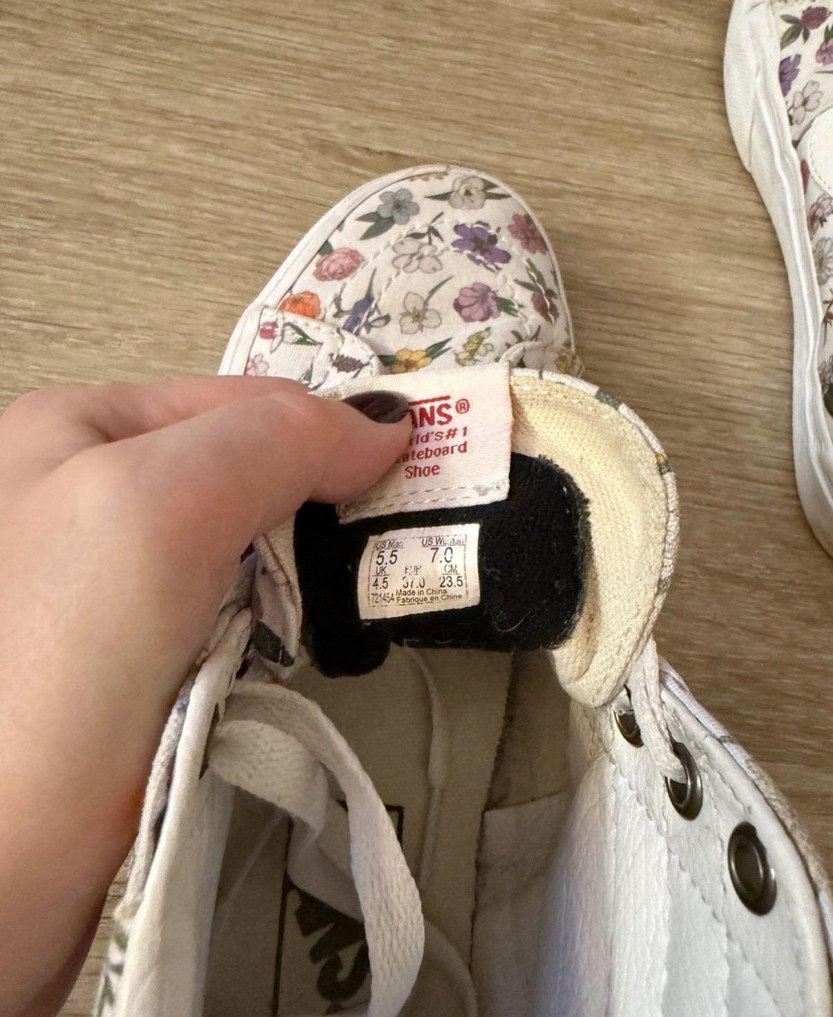 White Floral High Top Old Skool Vans Shoes