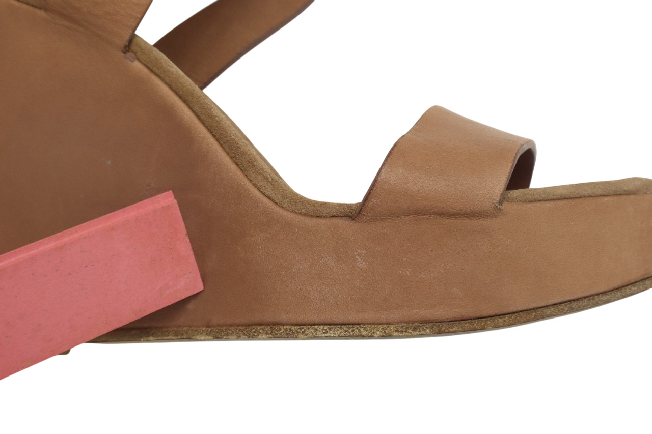 Brunello Cucinelli Shoes Womens Eu 39 Leather Wedge Sandals Beige