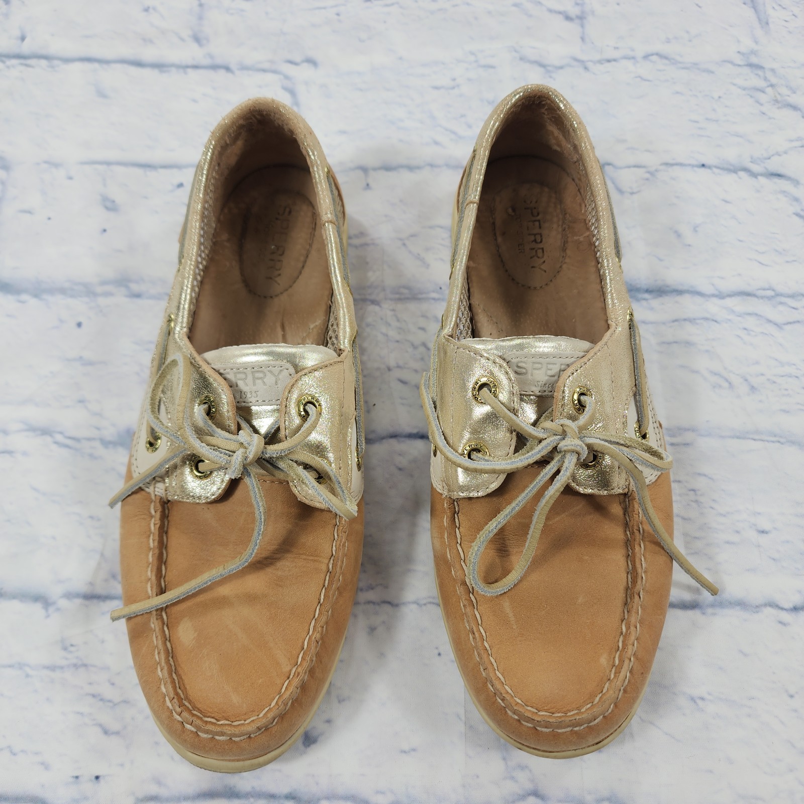 Sperry WOMENS 8.5 Koifish Leather Boat Shoes Beige STS95769