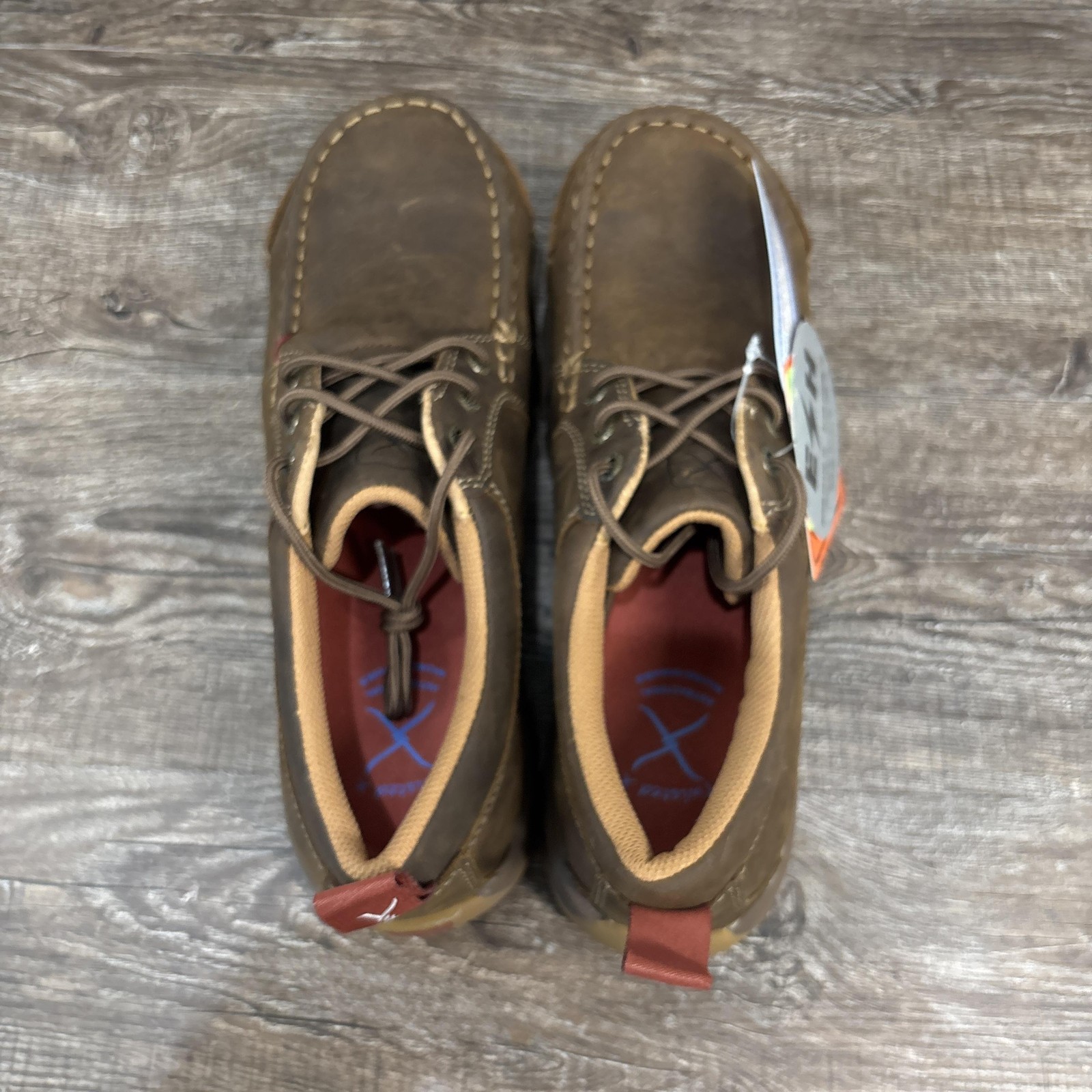 Twisted X Shoes Women’s 8W Brown Leather Composite Toe Distressed Saddle Work