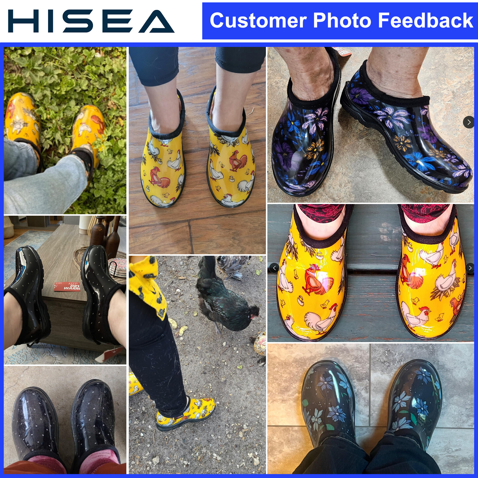 HISEA Women Slip-On Garden Shoes Waterproof Rain Work Clogs Nurse Walking Shoes