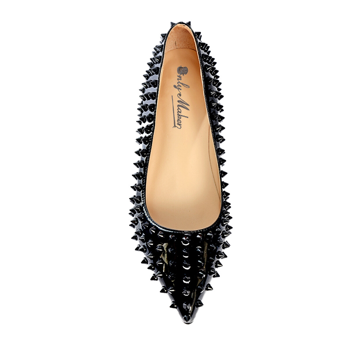 Onlymaker Ladies Pointed Toe Rivet Studded Ballet Flat Casual Comfortable Shoes