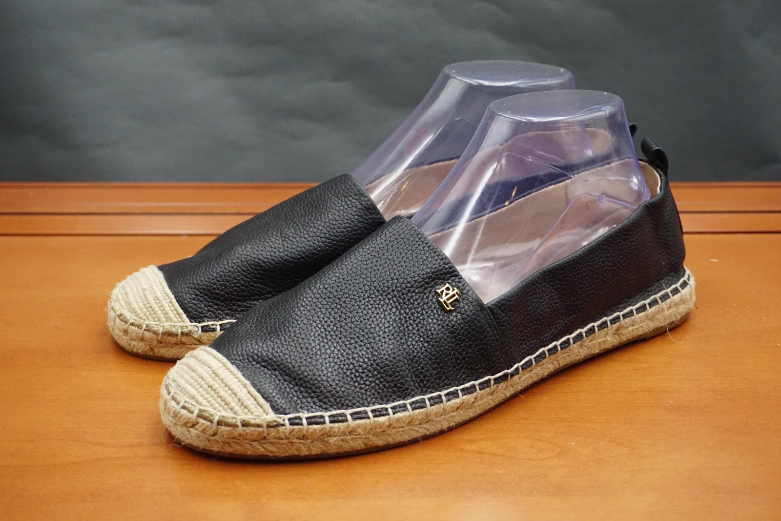 Lauren Ralph Lauren Cameryn Espadrille Shoes Womens 11 US Black Leather Slip On