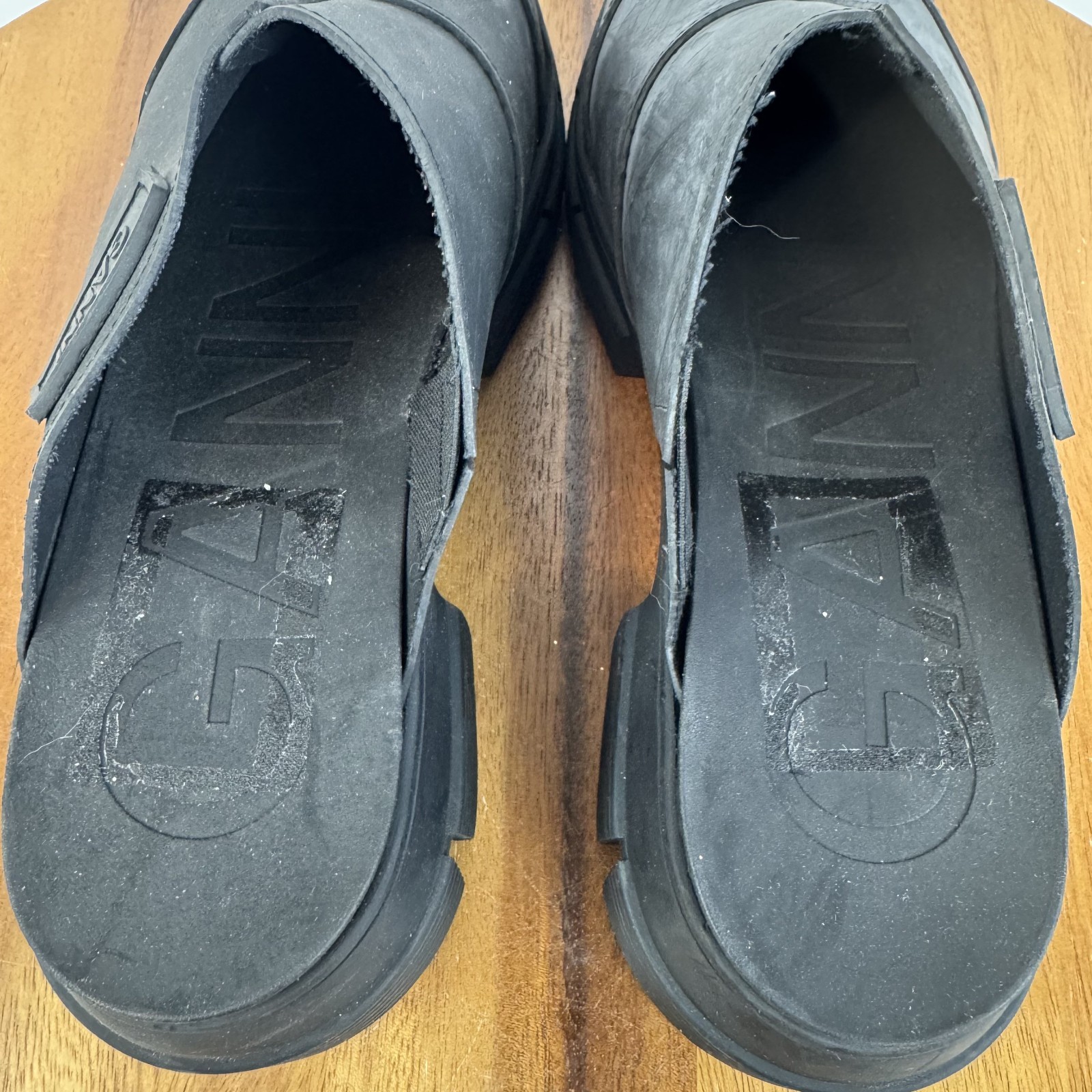New Womens Ganni Recycled Rubber Blend City Black Platform Mules Size EU 40 NWOB