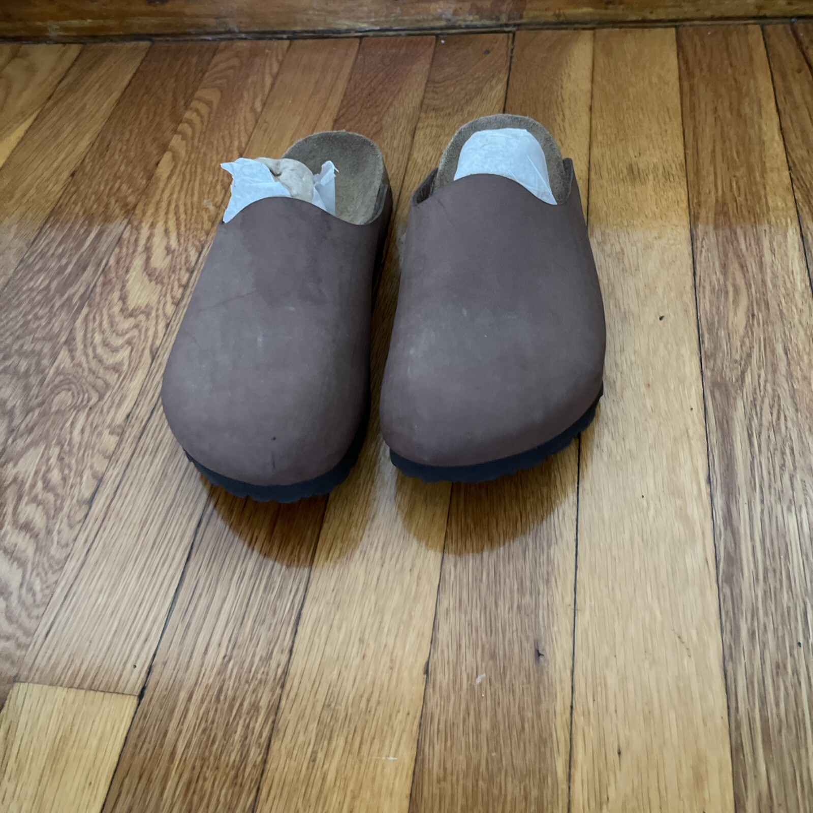 Birkenstock Birkis Womens Brown Leather Amsterdam Clogs Slip On Shoes Sz 6 /37