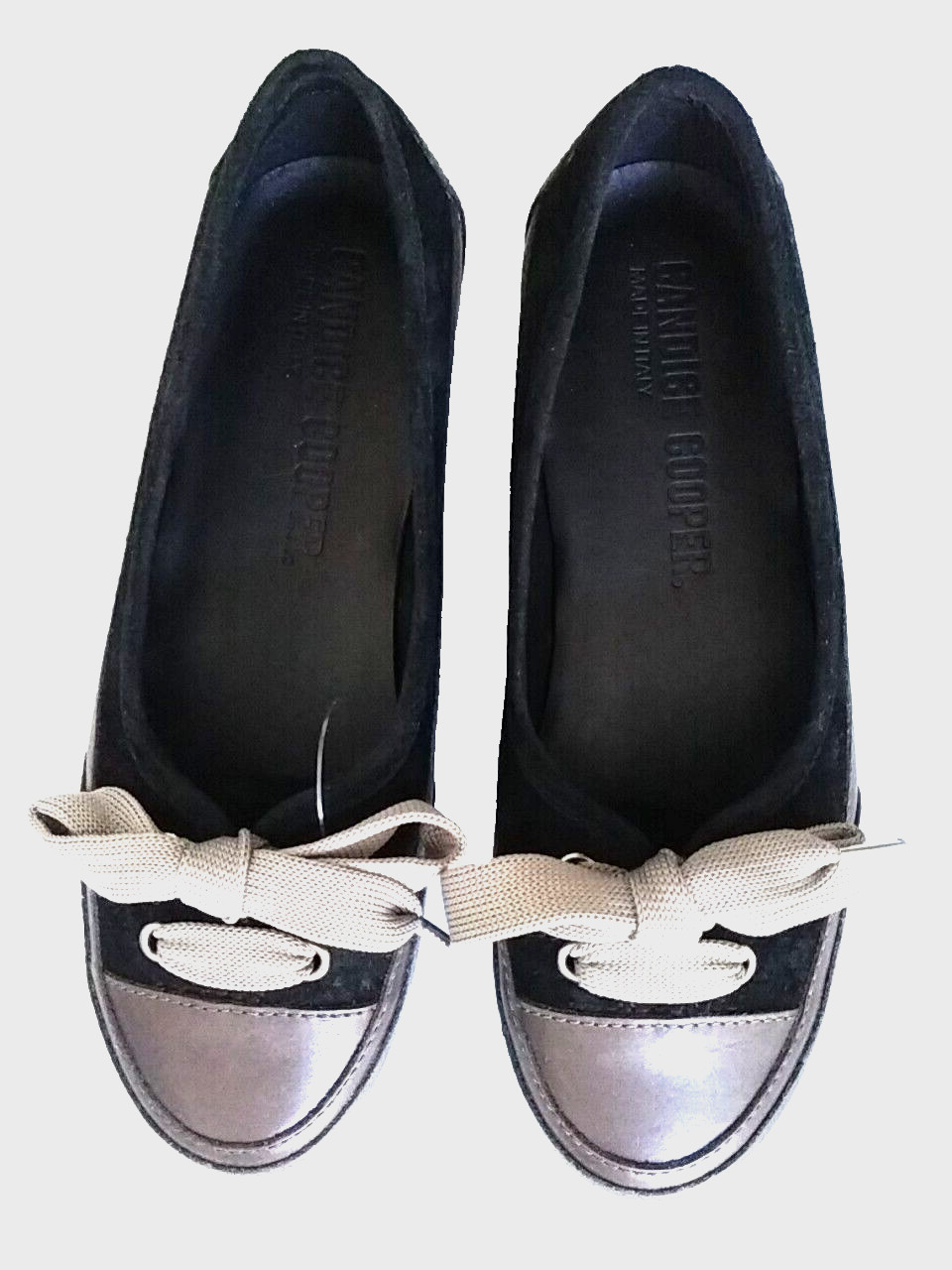 CANDICE COOPER Candy Bow Sneaker Ballet Flat Brown/Black Leather+Suede (5) NWOB