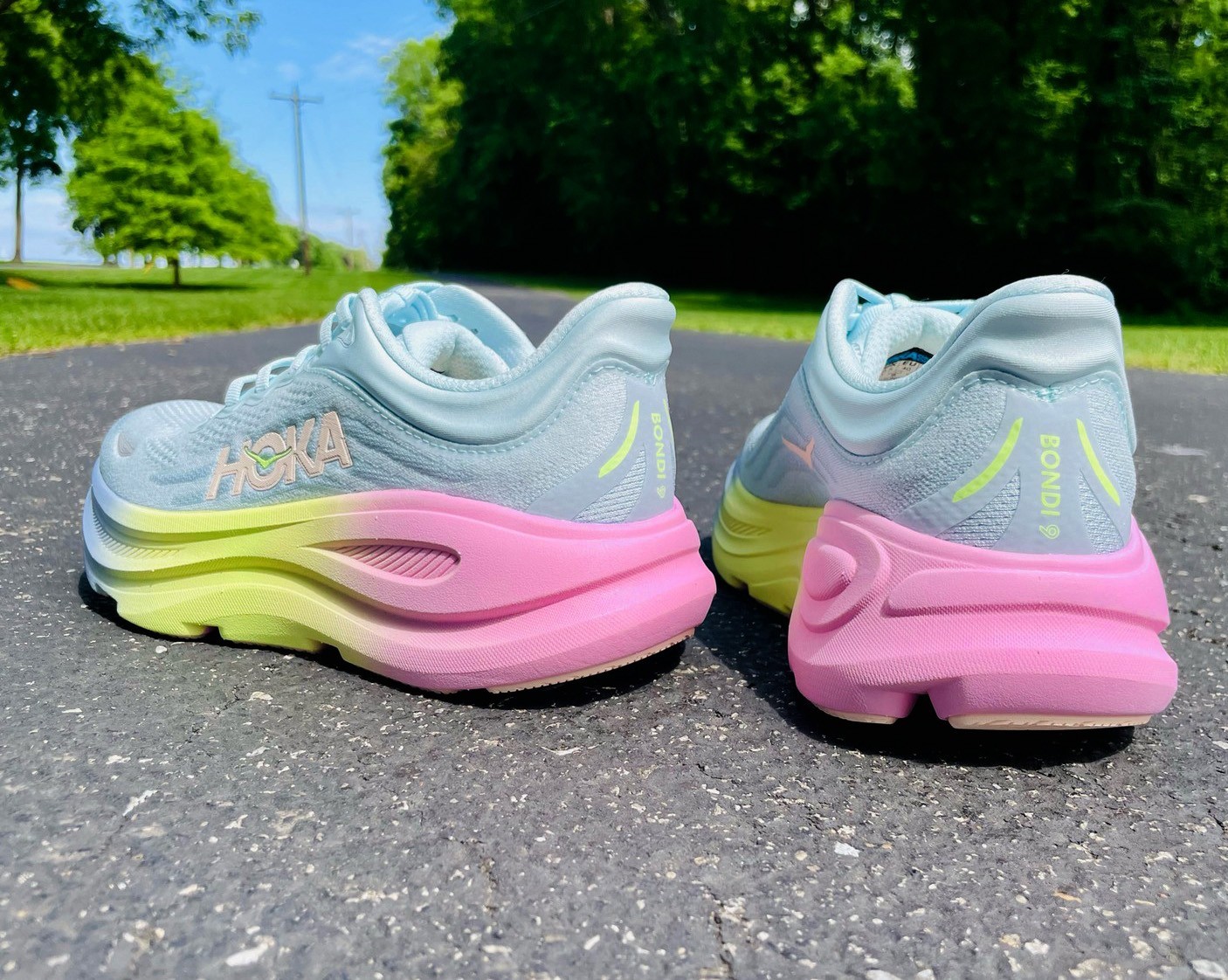 New Hoka Bondi 9 Womens Color Glimmering Blue/Overcast Size 7.5