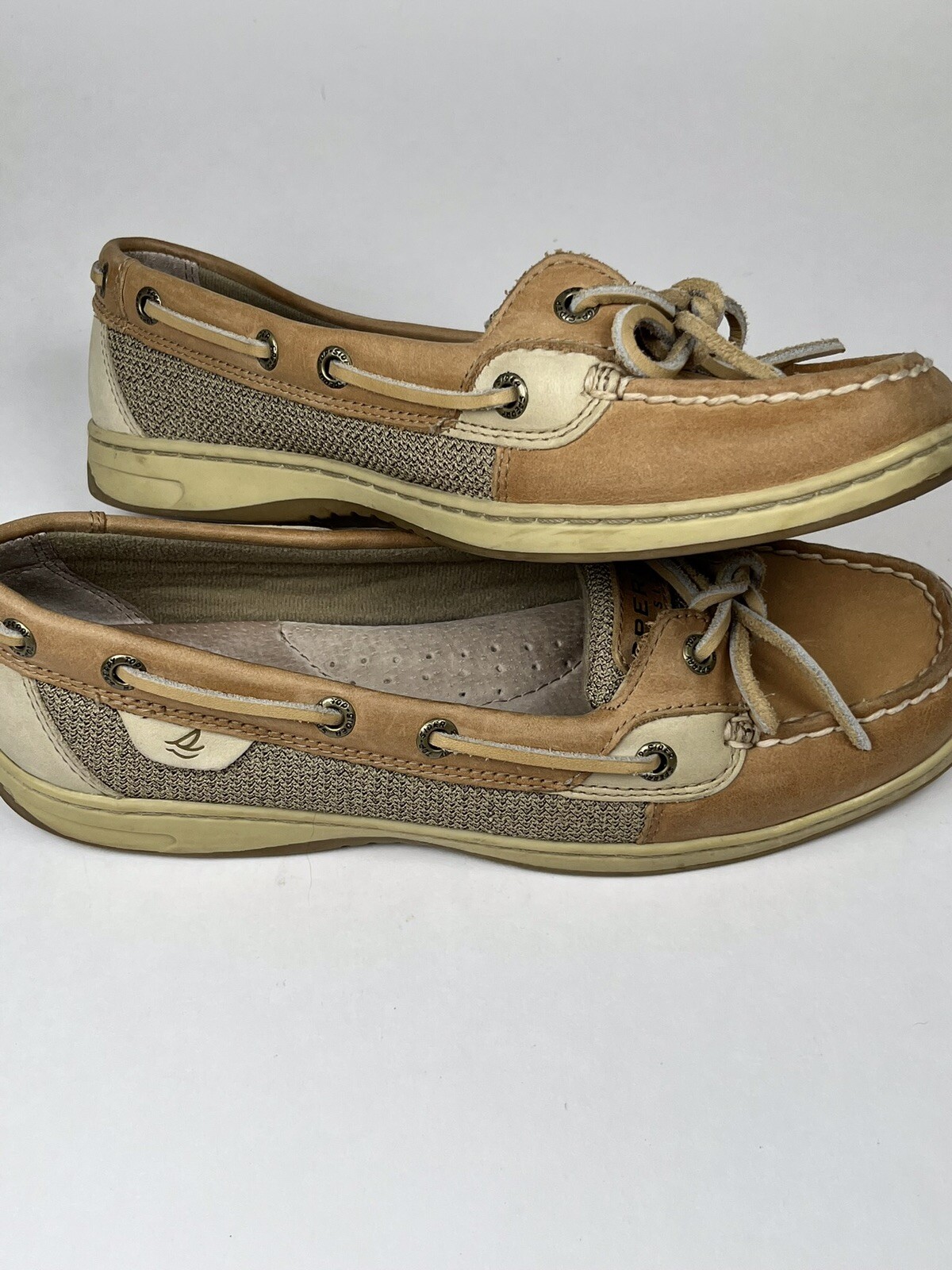 Sperry Top Sider Womens Boat Sole Shoes Linen Oat 9102047 Size 8 G-15 61428