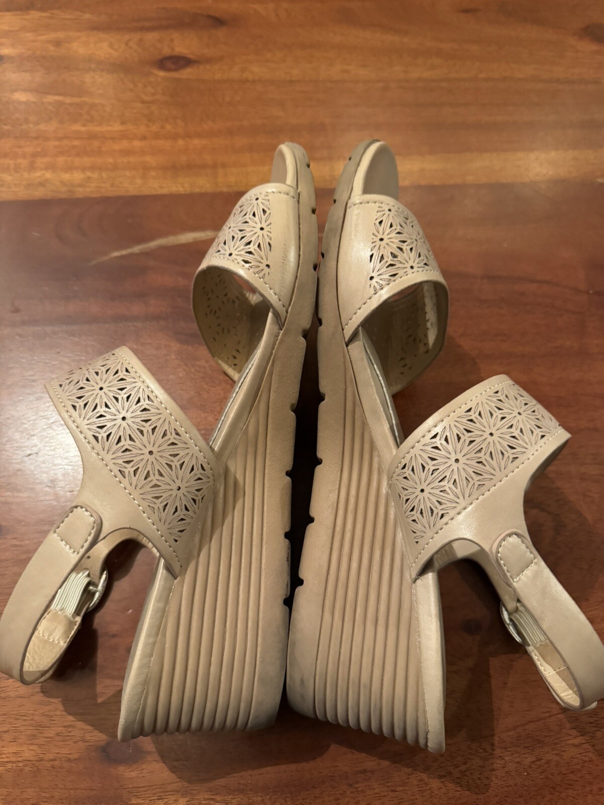 TEMOFON Womens Wedge Elastic Ankle Strap Bohemian Open Toe Sandal Sz 7