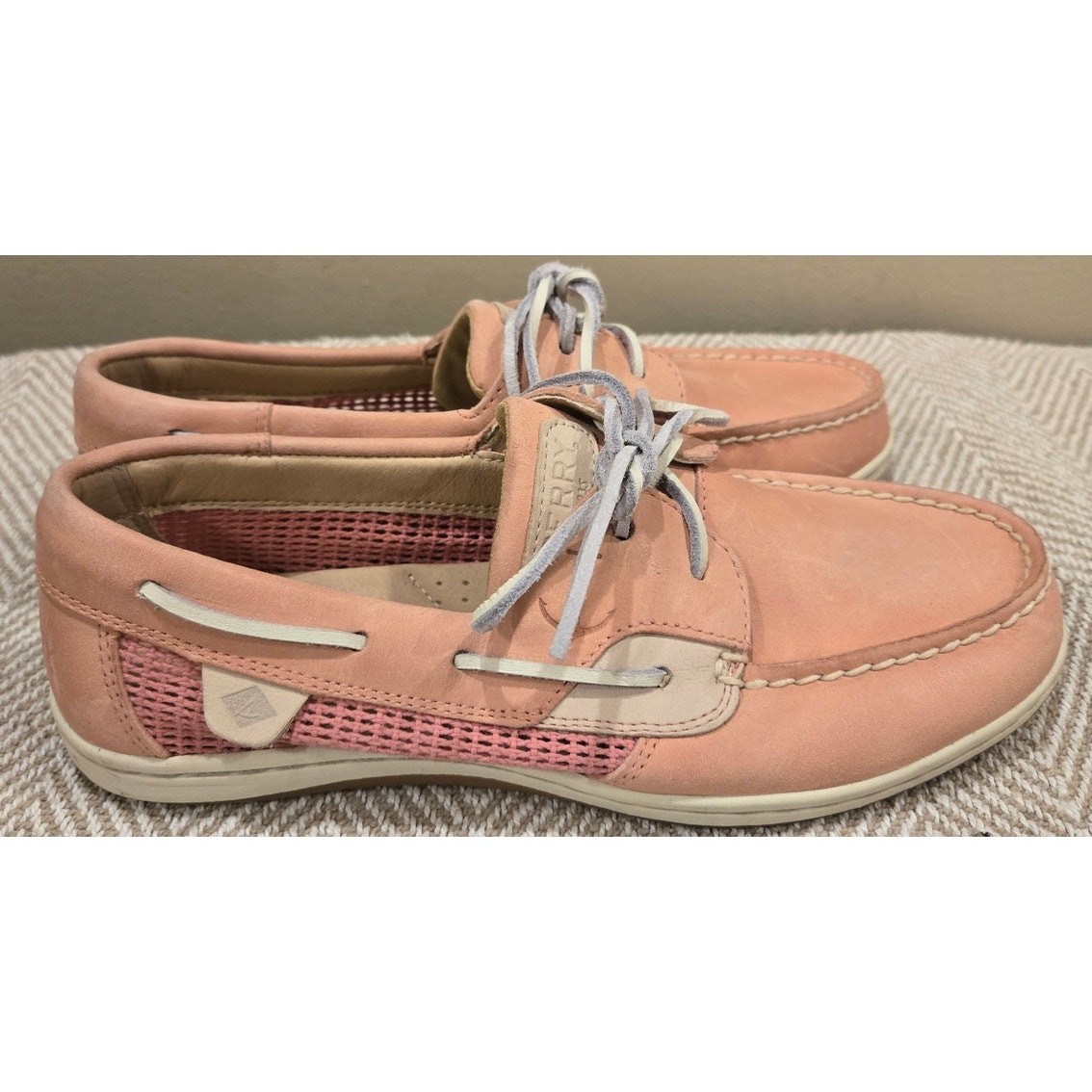 Sperry Koifish Leather Mesh Boat Shoe Pink Womens Size 7