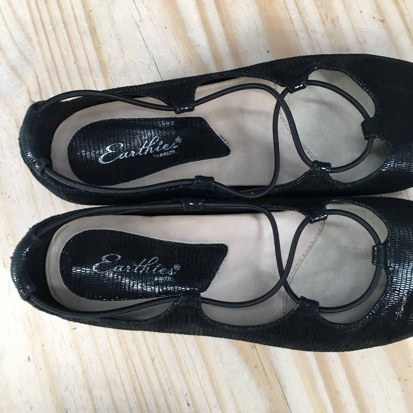 Earthies Essen Shoes Womens 9B Casual Slip On Comfort Ballet Flats Black Leather
