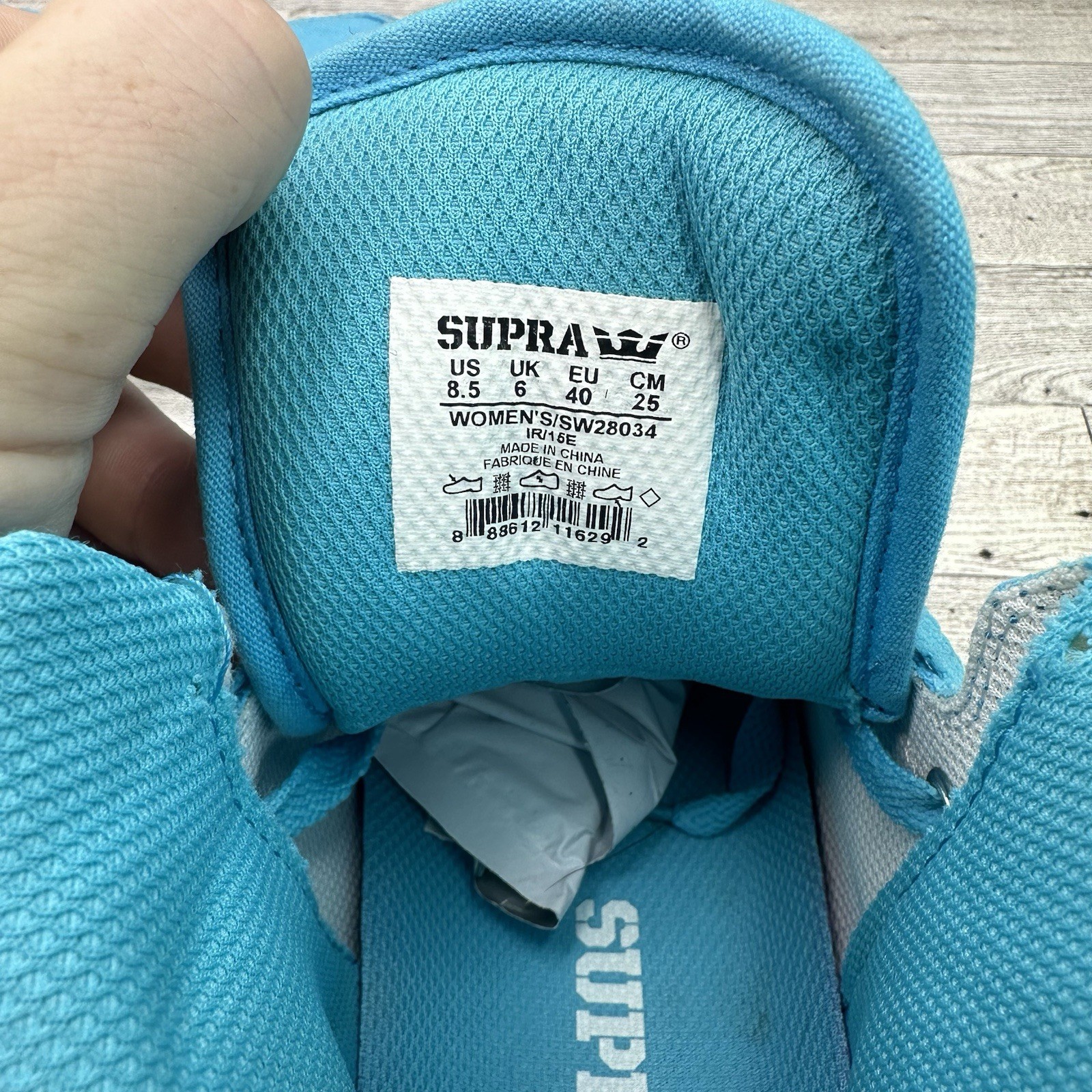 Supra Vaider Women’s 8.5 Shoes High Top Blue Canvas Skate Gum Soles