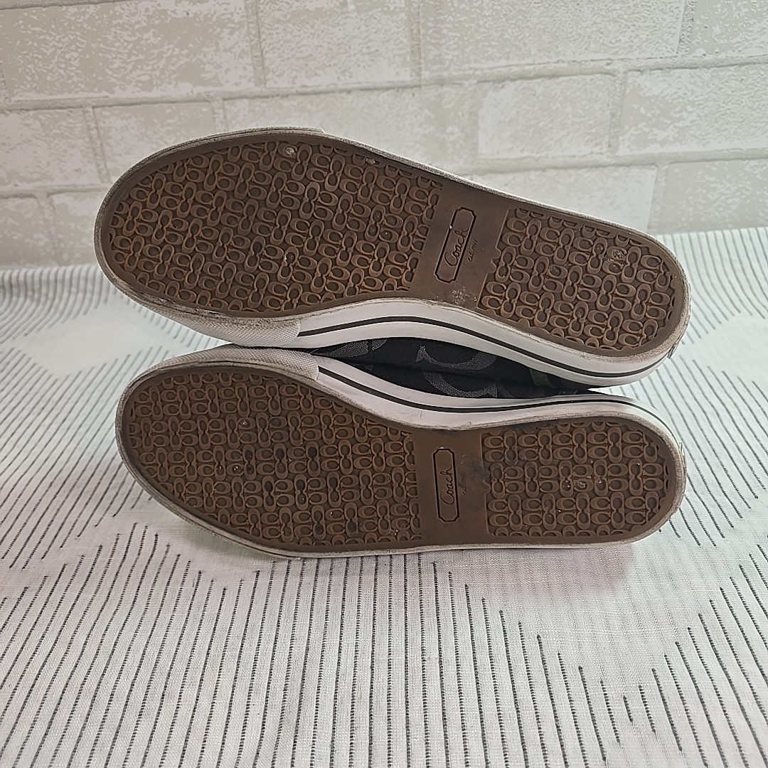 Coach Barrett Signature Sneakers Black Canvas Low Top Women’s Size 7B VG