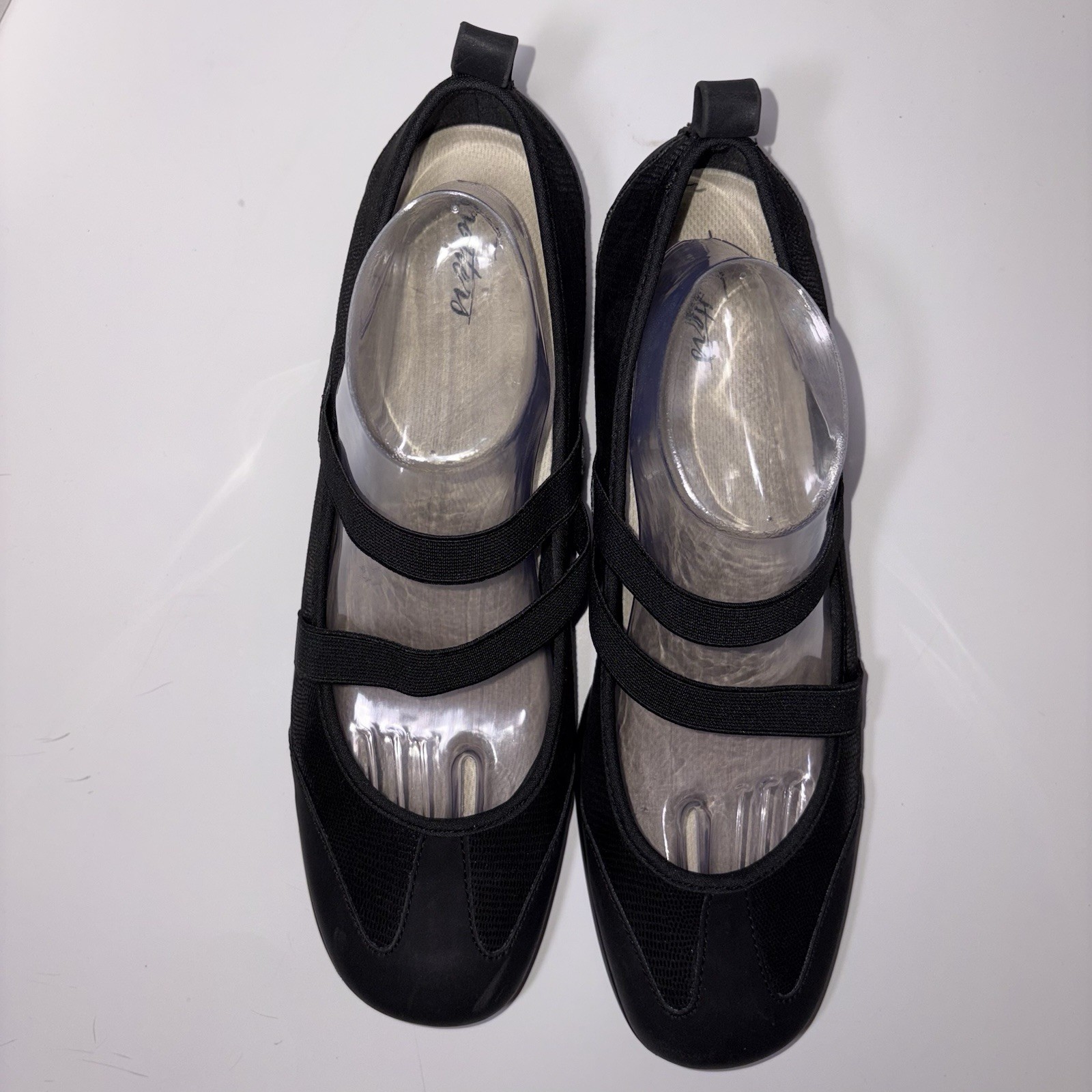 Trotters Josie Black Lizard Flat Mary Jane Comfort Shoes Womens Size 12W
