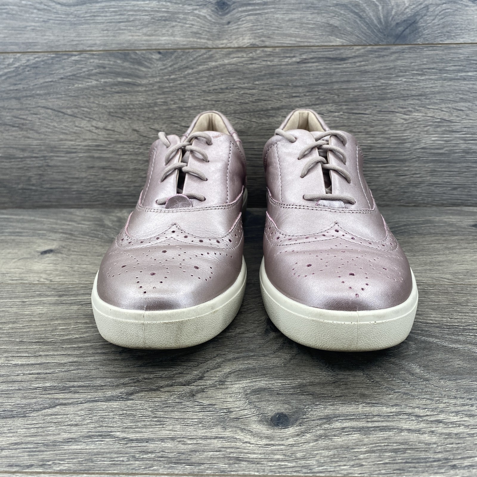 Hotter Piper Shoes Womens Size 7.5 Rose Pink Leather Oxford Casual Comfort 38.5